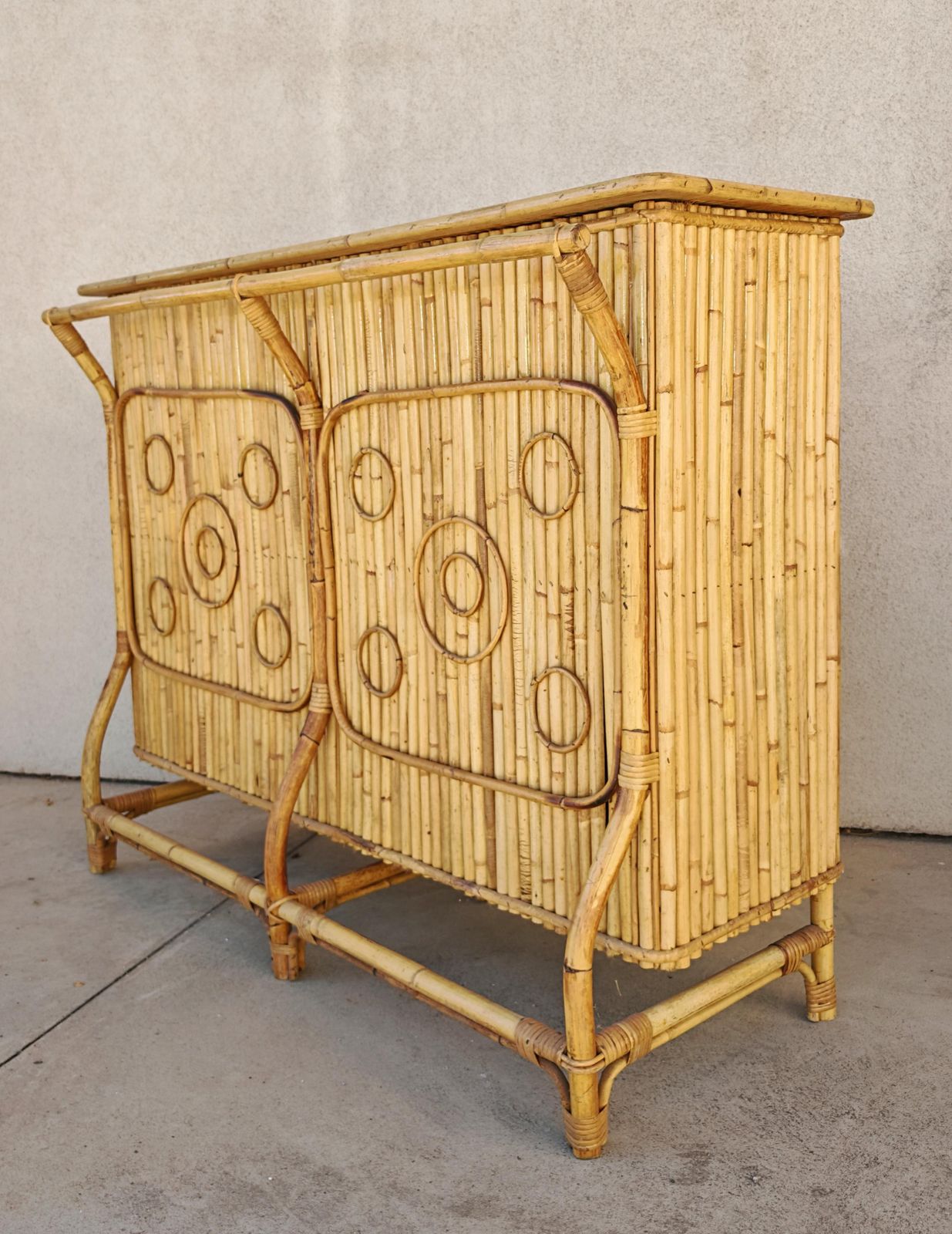 Mid Century Modern Dry Bar Done In Bamboo, Design Attr. To Tito Agnoli photo vinterior