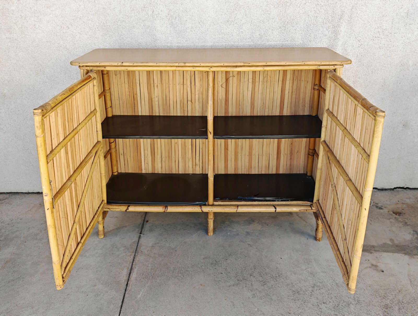 Furniture Mid Century Modern Dry Bar Done In Bamboo, Design Attr. To Tito Agnoli photo