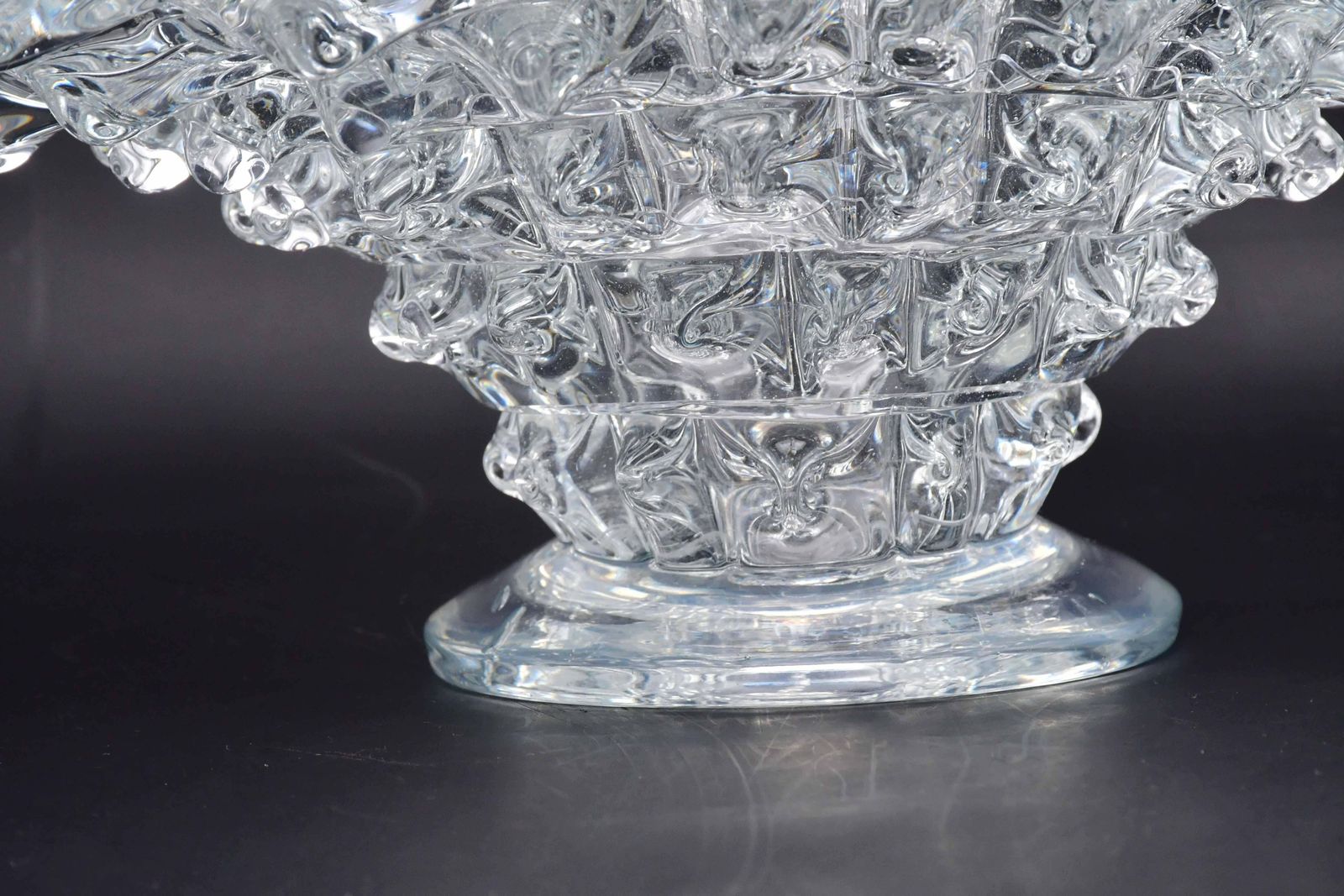 Barovier Rostrato Murano Italian Glass Basket Centerpiece Vase, 1940s photo vintage