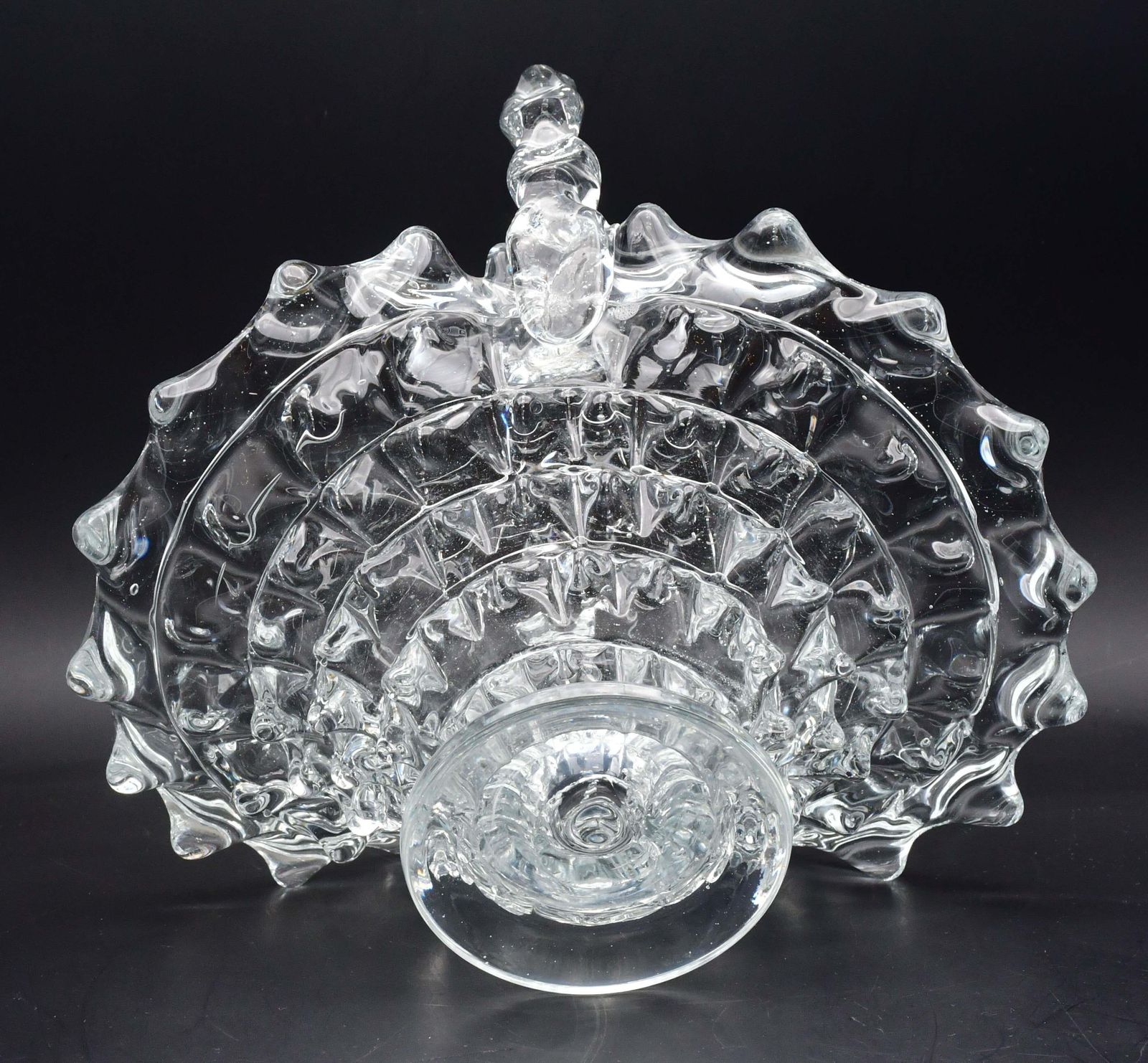 photo vinterior Barovier Rostrato Murano Italian Glass Basket Centerpiece Vase, 1940s