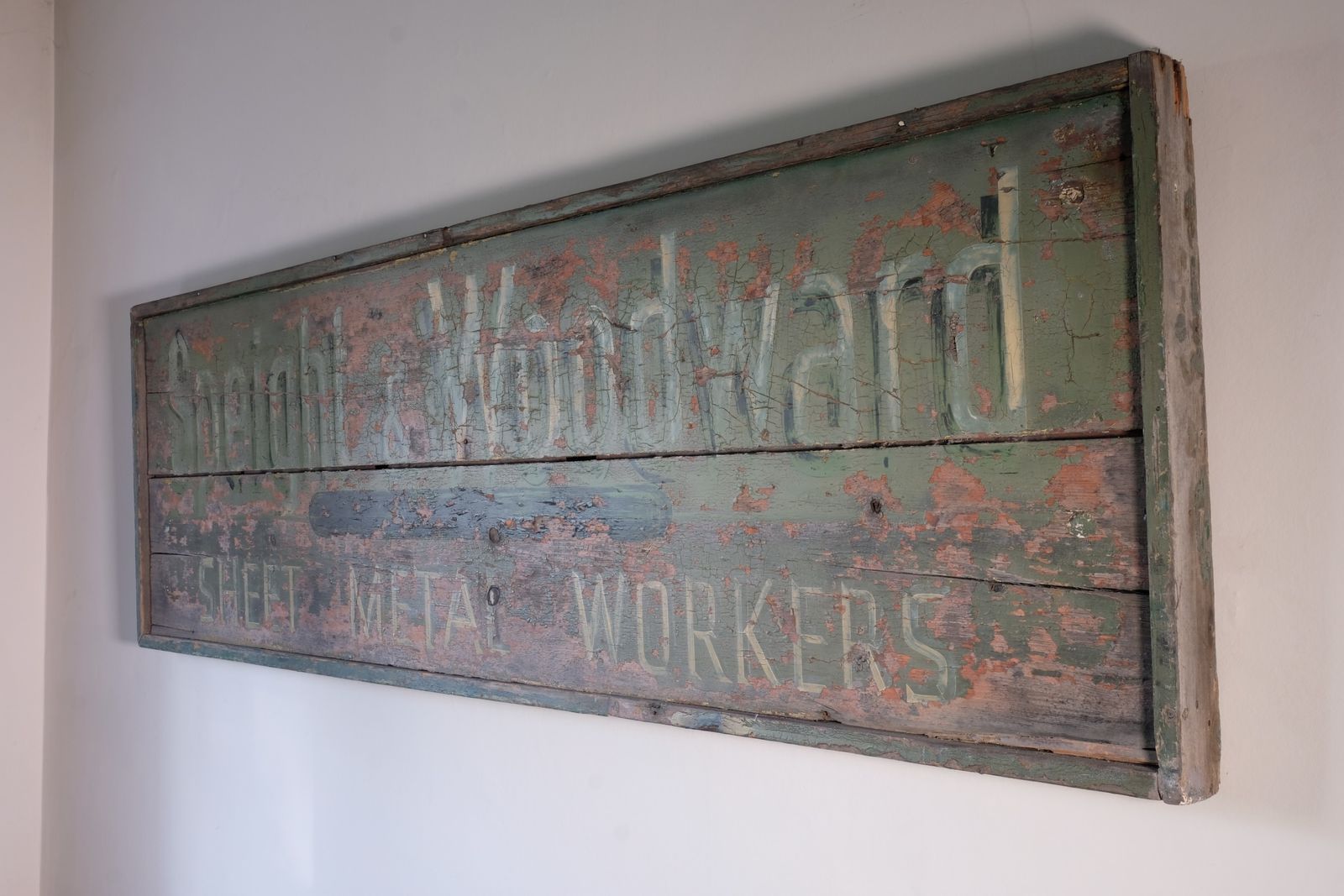 Vintage Mid Century Hand Painted Advertising Sign – Rare Distressed Original