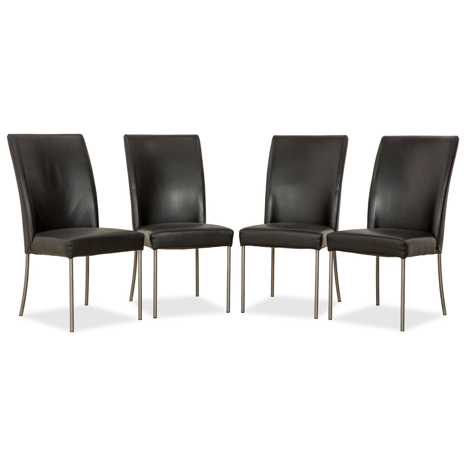 Set Van 4 Bert Plantagie Leren Stoelen, Zwart