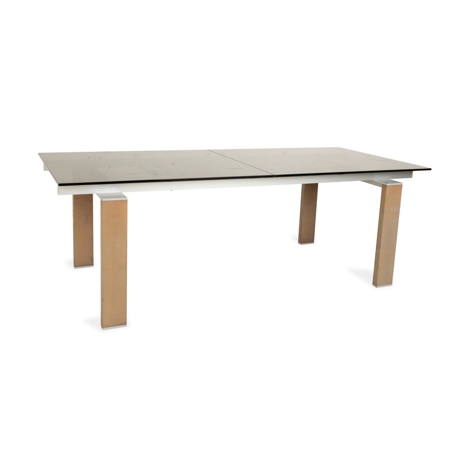 Rolf Benz Glazen Eettafel Bruin Uitschuifbaar Hout Gerookt Glas Walnoot 220 x 75 x 98 cm