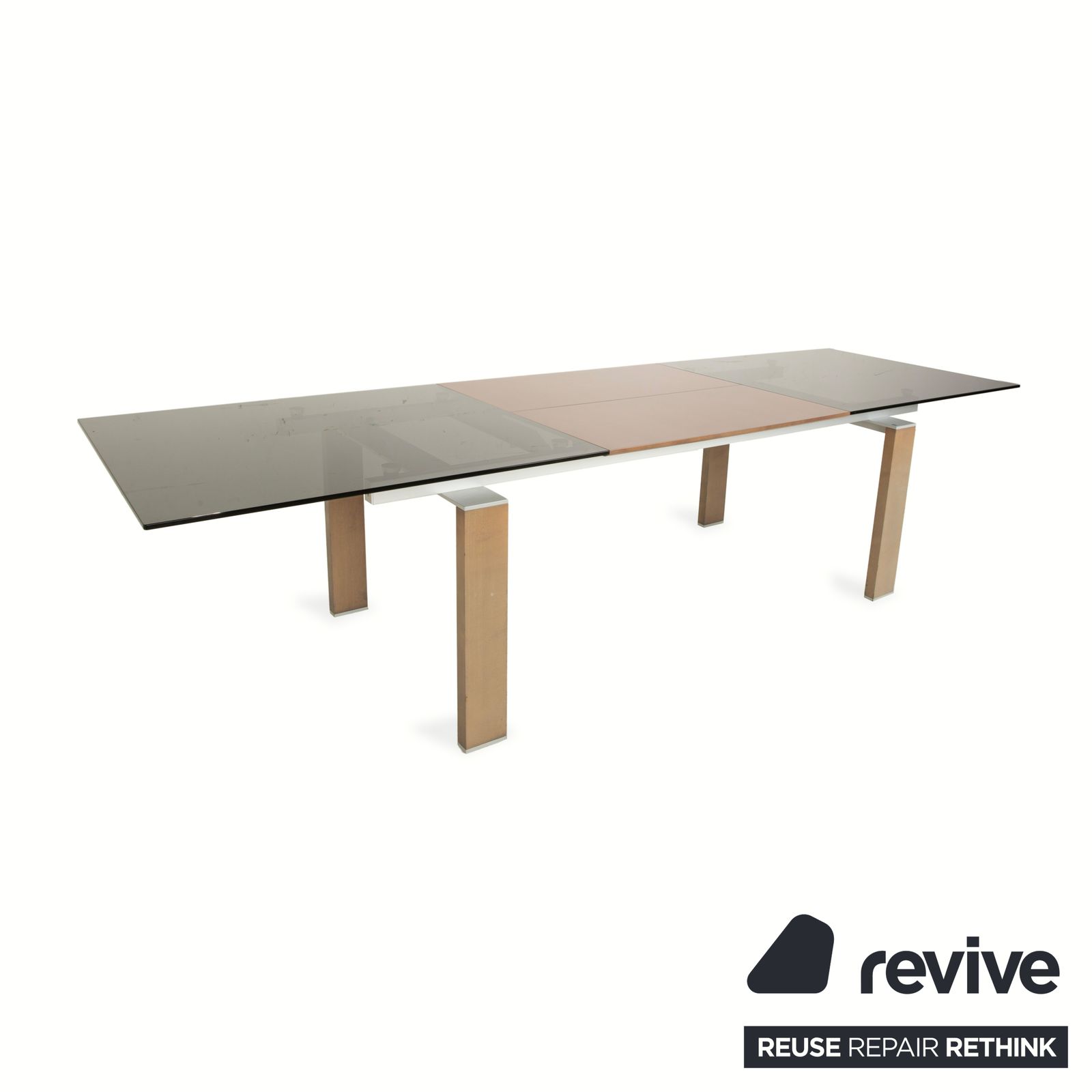 Rolf Benz Glazen Eettafel Bruin Uitschuifbaar Hout Gerookt Glas Walnoot 220 x 75 x 98 cm photo Meubels
