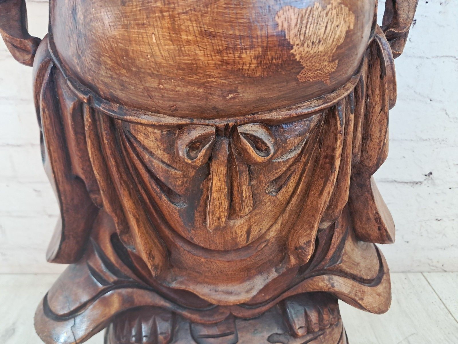 photo furniture Vintage Lucky Wooden Laughing Buddha Large Hand Carved On World Golden Nugget