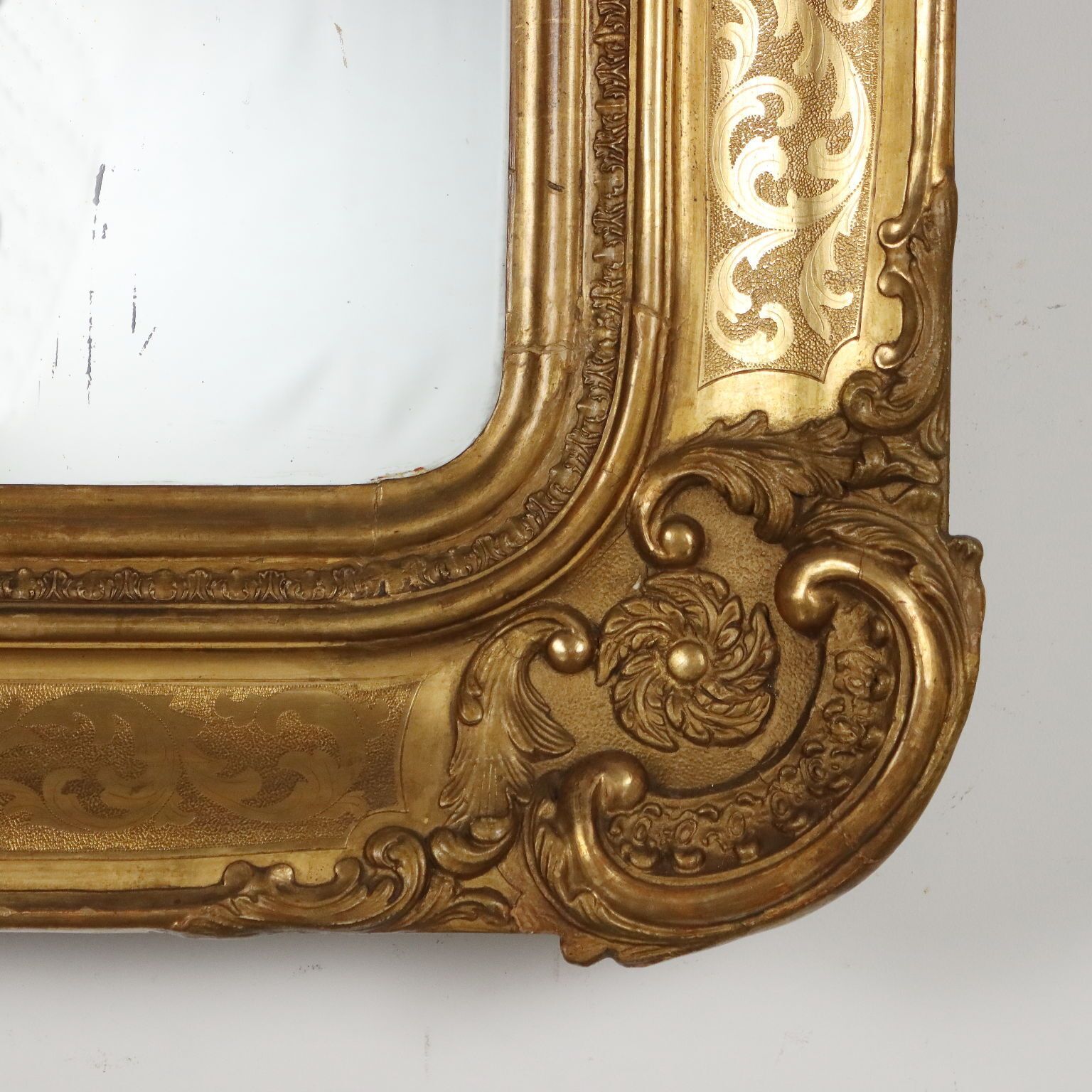 Antique Mirror Carved Fir France Mid XIX Century photo vintage
