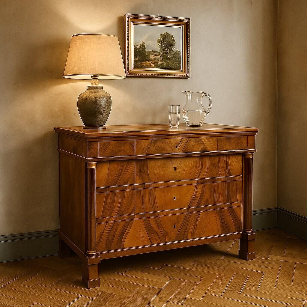 Antique Empire Chest Of Drawers Walnut Poplar Bronze XIX Century photo furniture