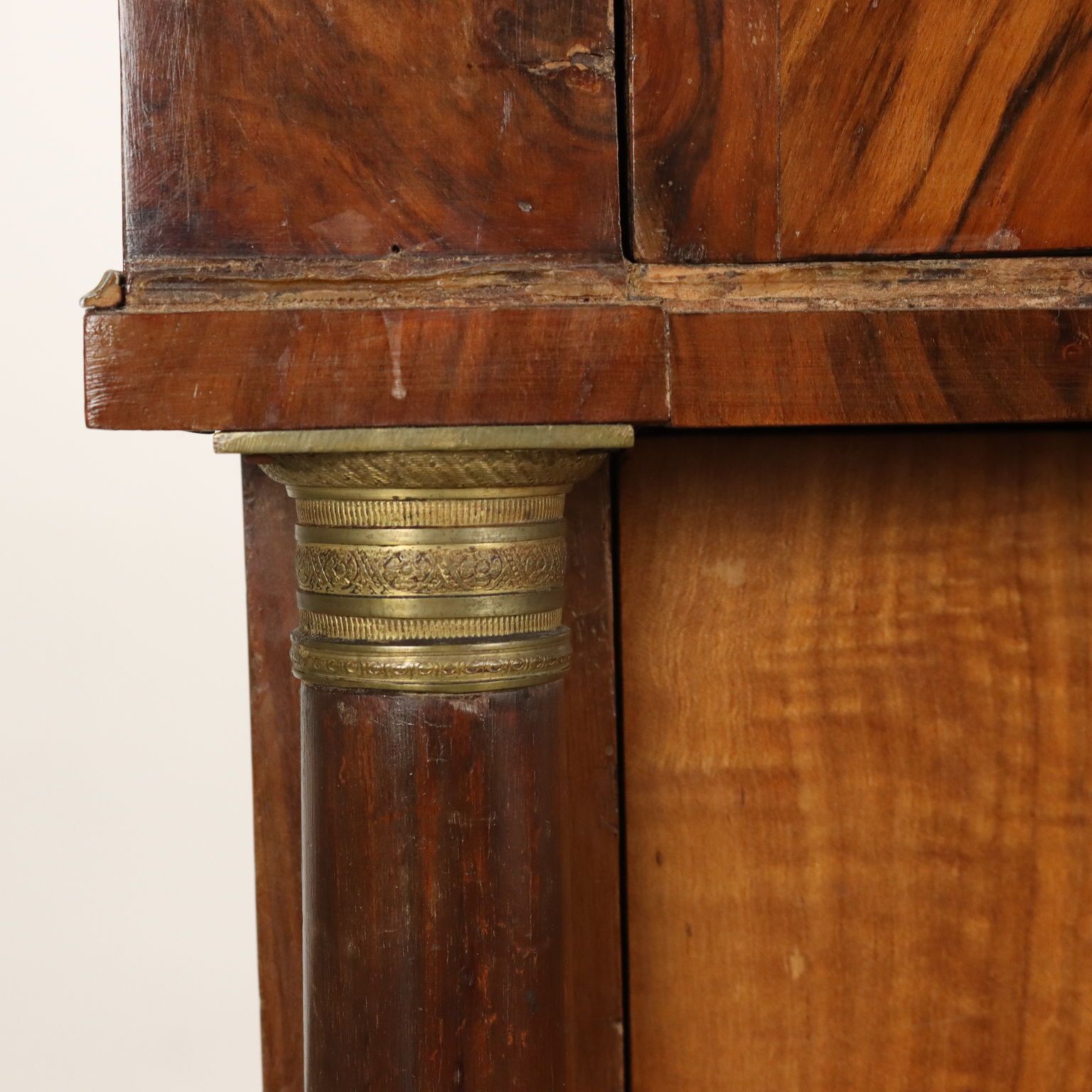 Antique Empire Chest Of Drawers Walnut Poplar Bronze XIX Century photo vintage