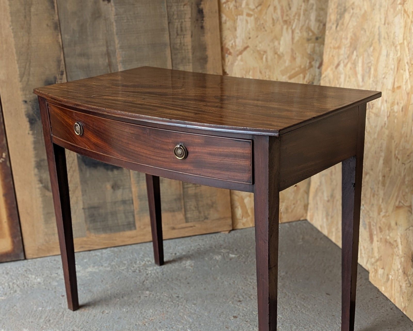Antique Side Table Desk (Delivery Available) Bow Front Mahogany photo vintage