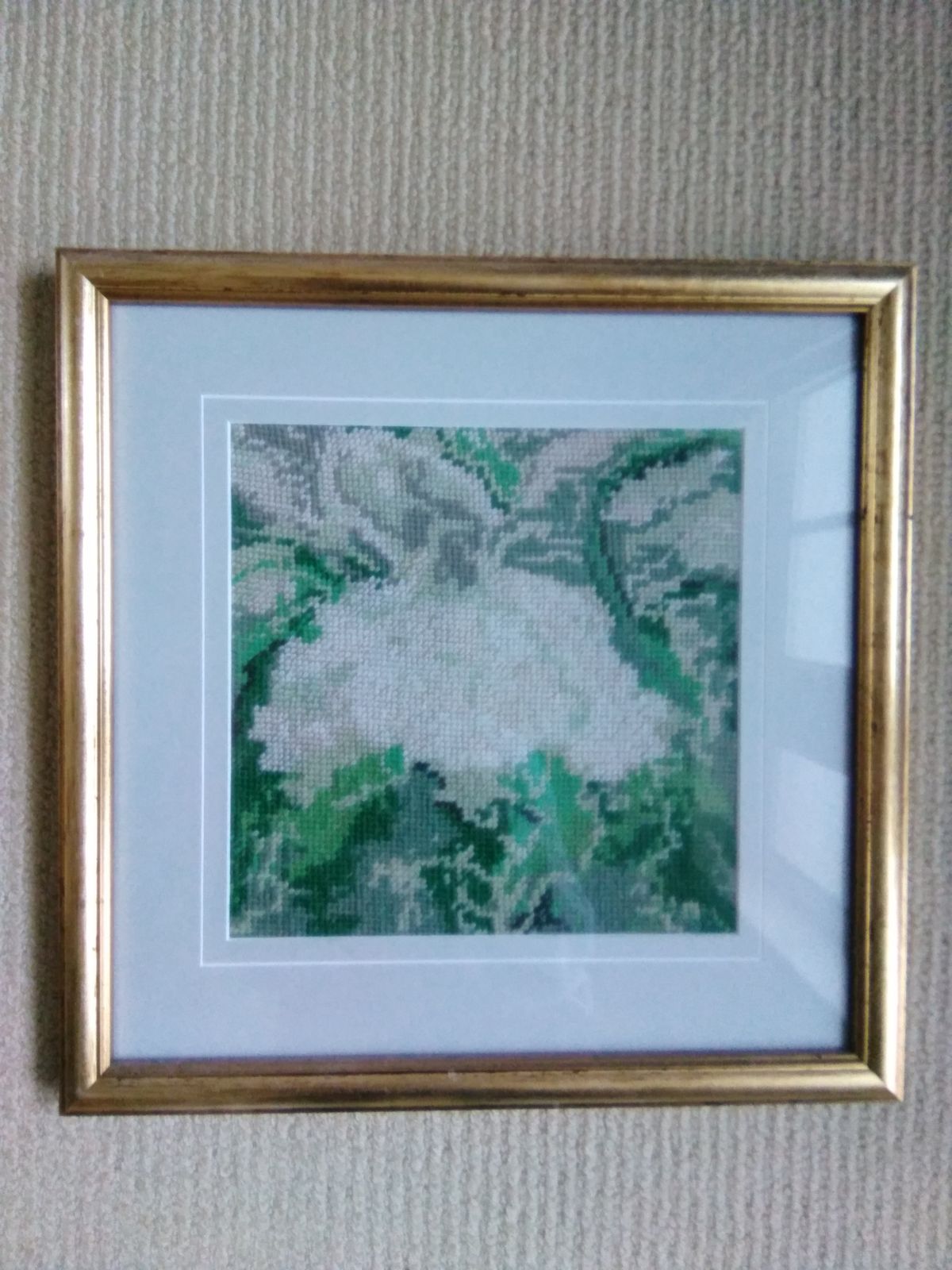 Garden Cauliflower Gold Framed Hand Cross Stitch Tapestry Picture photo furniture