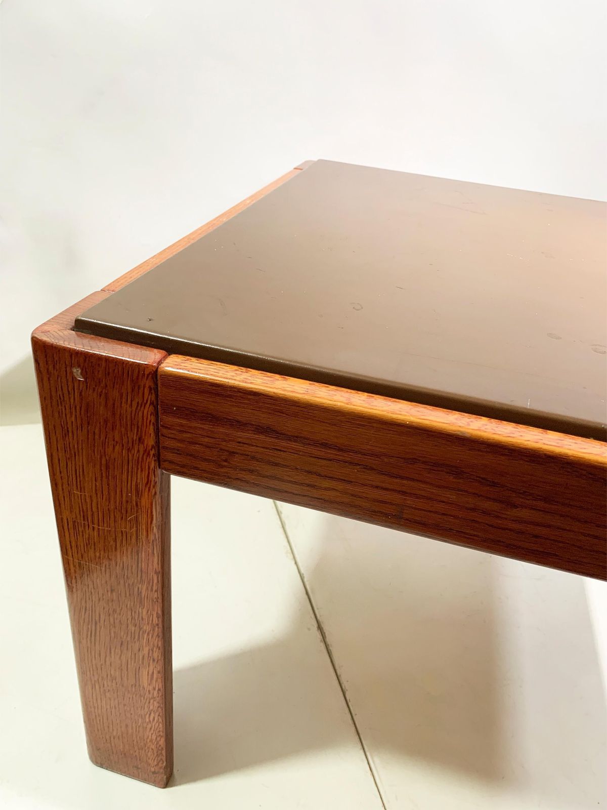 Mid 20th Century Leather And Wood Coffee Table, Circa 1960, France photo buy