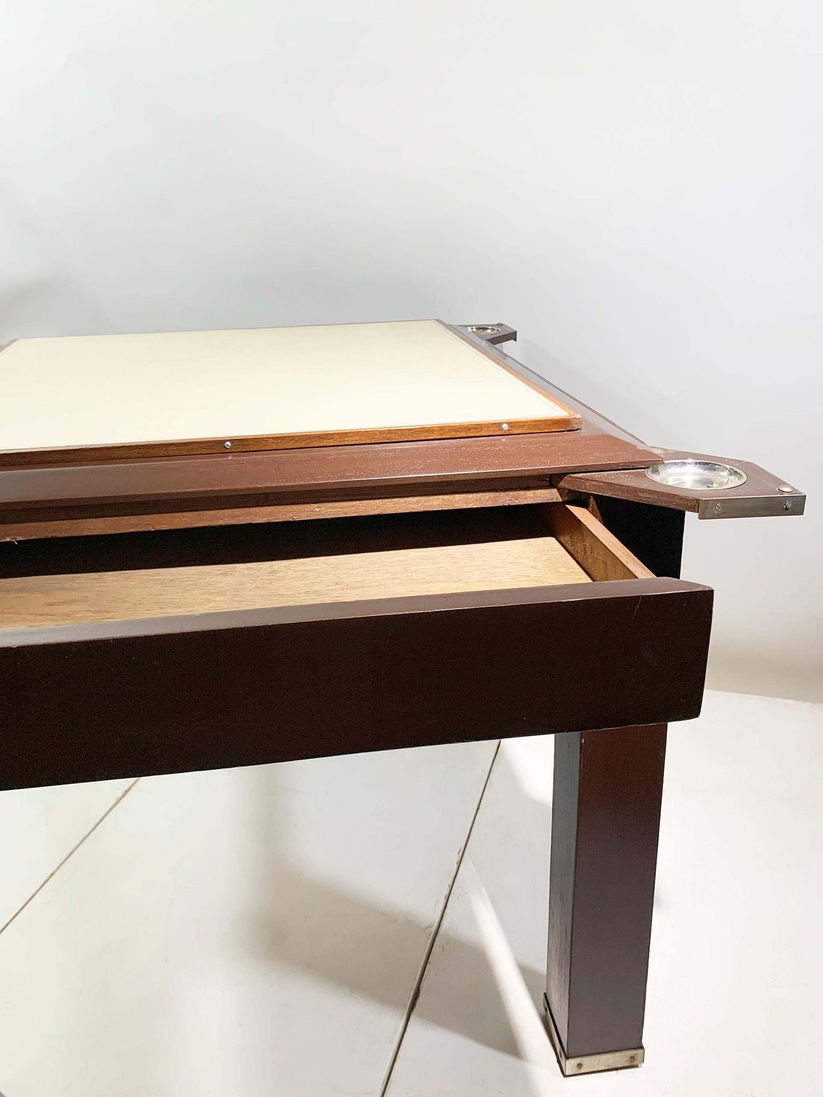 Home Decor Vintage French Art Deco Game Table, Wood And Brass, Circa 1950 photo