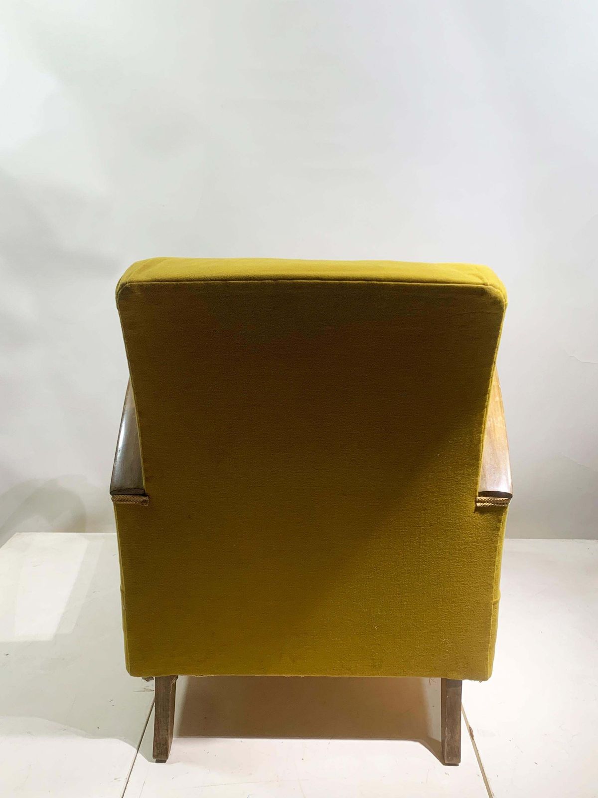 Mid 20th Century Art Deco Lounge Chair, In Bentwood/Yellow Green Fabric, 1930's photo 1427.0