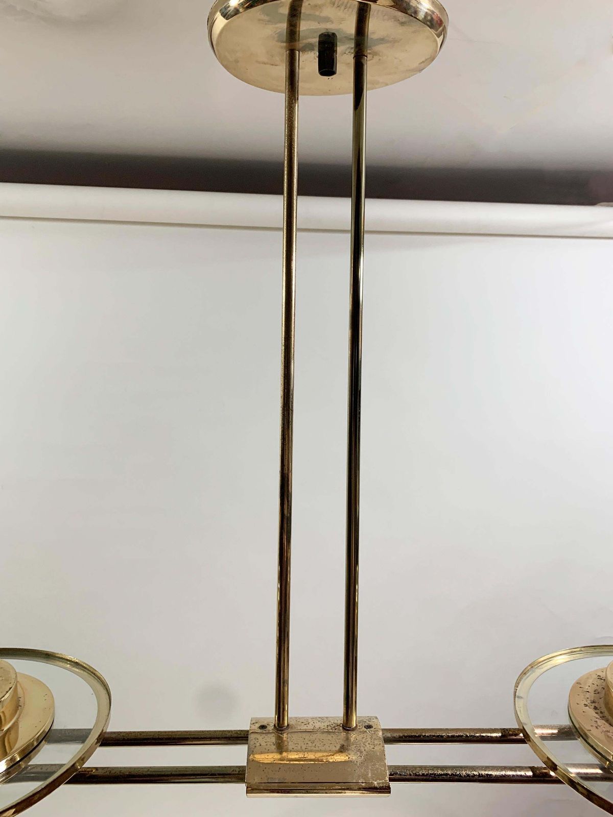 Art Deco Brass Chandelier, France, Circa 1930 photo vinterior