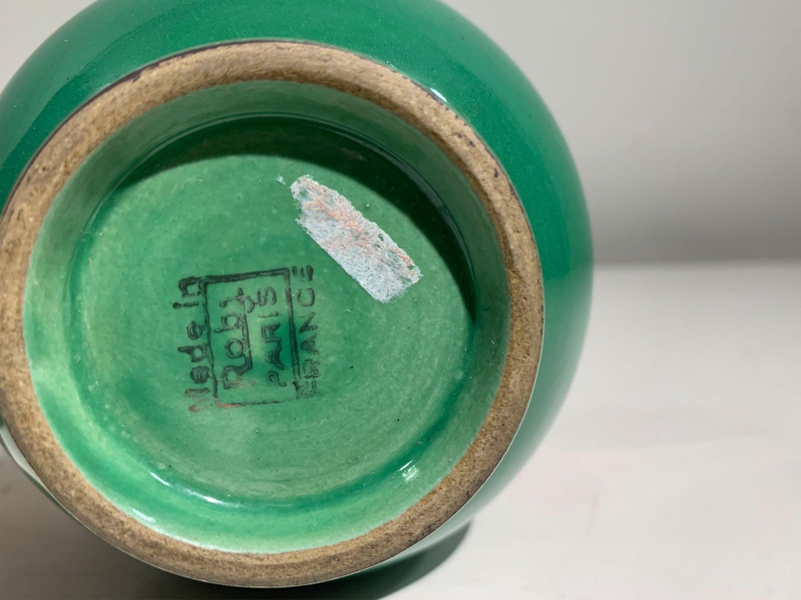 photo vinterior French Art Deco Tea Service Set, Gold & Green Glazed Porcelain Marked Robj Paris