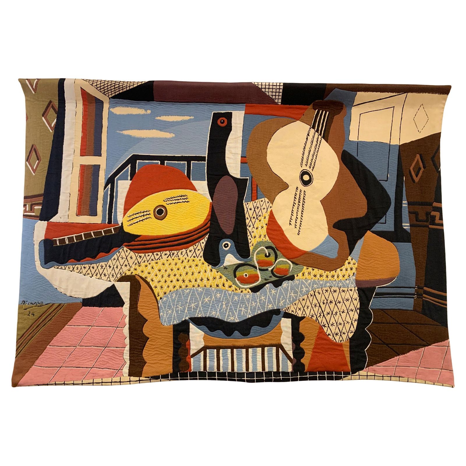 "Mandoline Et Guitare" Tapestry, "Succession Picasso 2015" For Jules Pansu