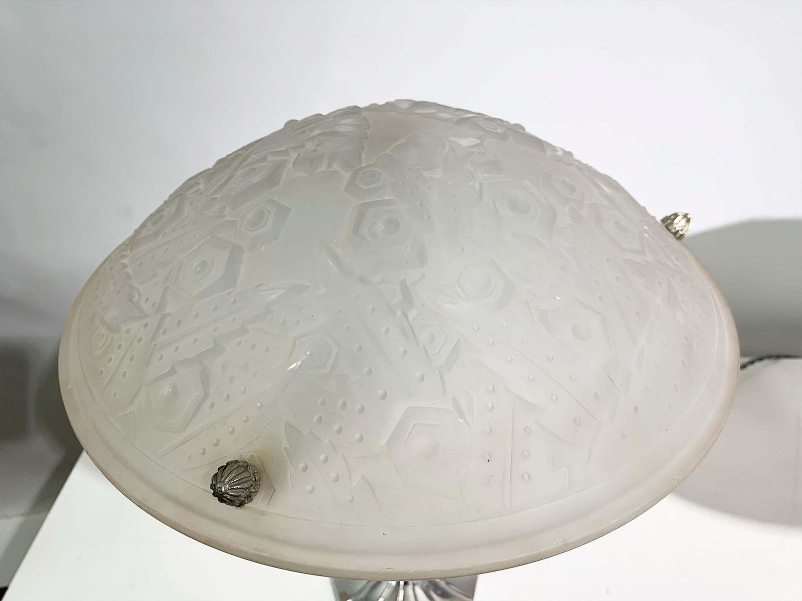 Pair Of French Art Deco Table Lamps Signed “Muller Frères Luneville” photo for sale