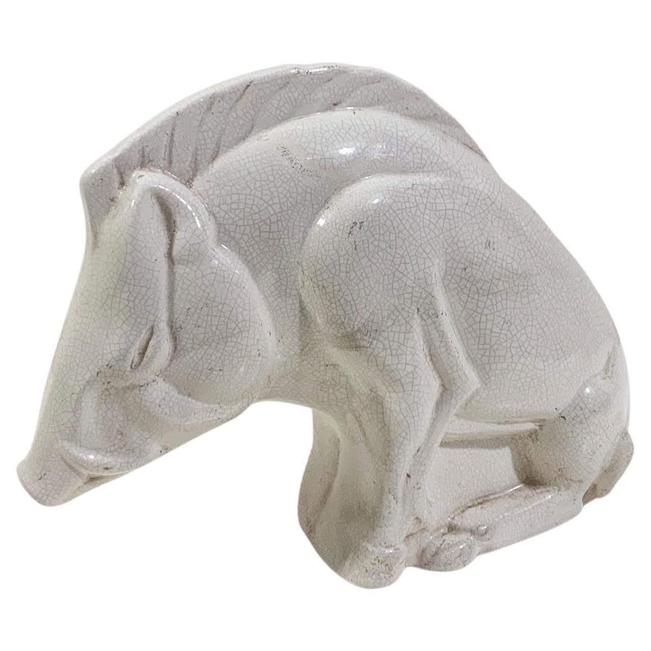 Vintage Art Deco "The Wild Boar" Sculpture Signed " Longwy "