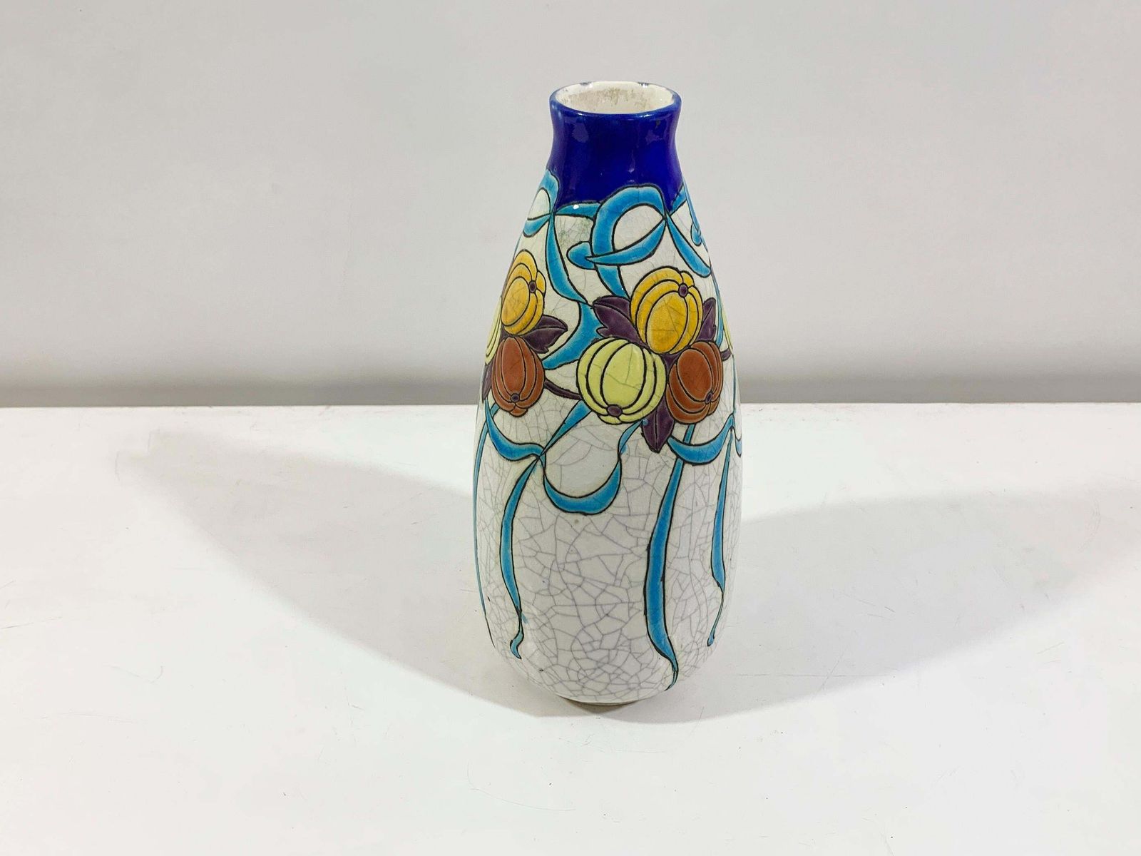 Charles Catteau Art Deco "Craquelé" Vase Stamped "Boch La Louvière"  Keramis photo for sale