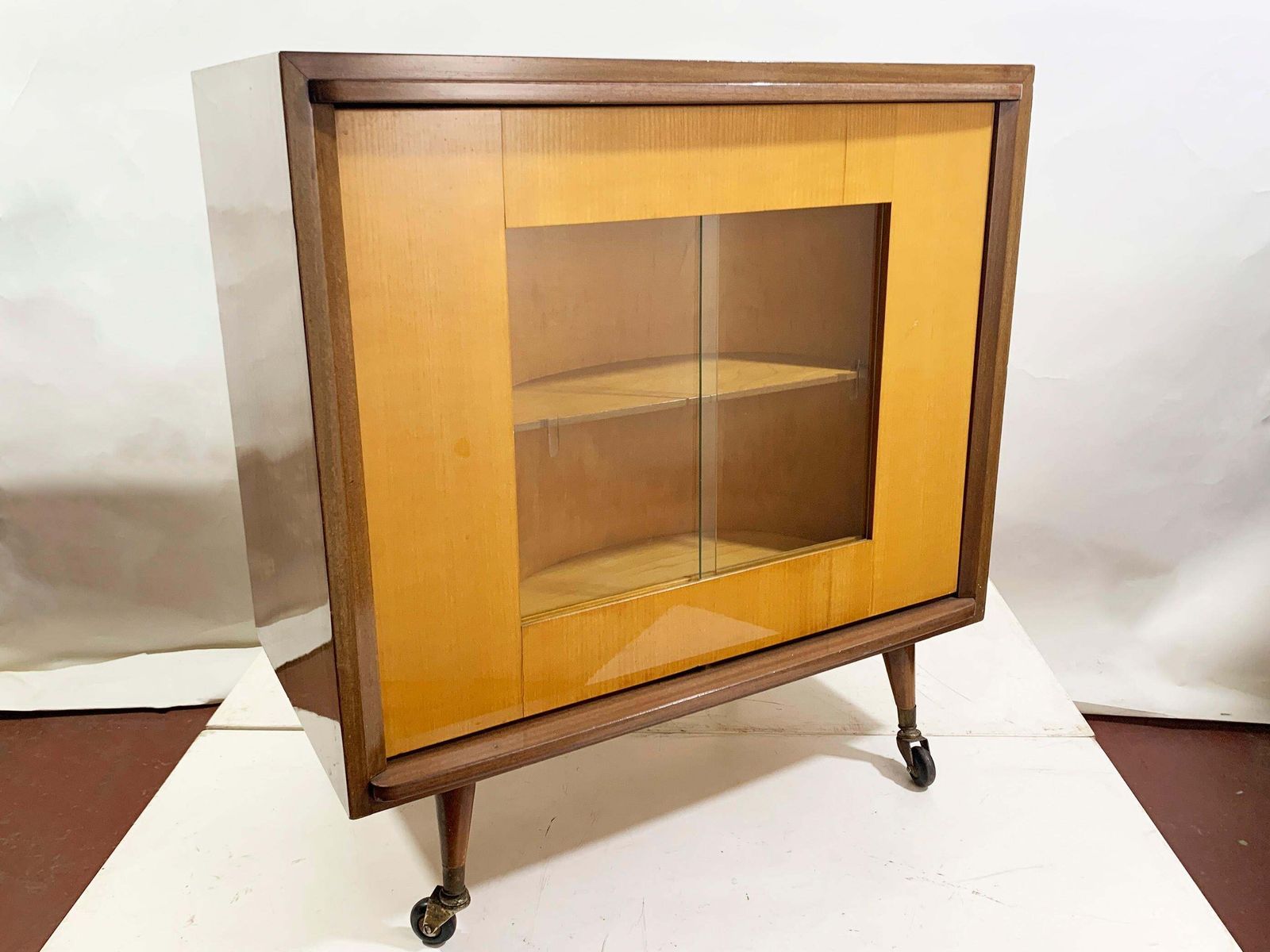 3435.0 Mid Century Modern Revolving Dry Bar Cabinet, Circa 1950's photo