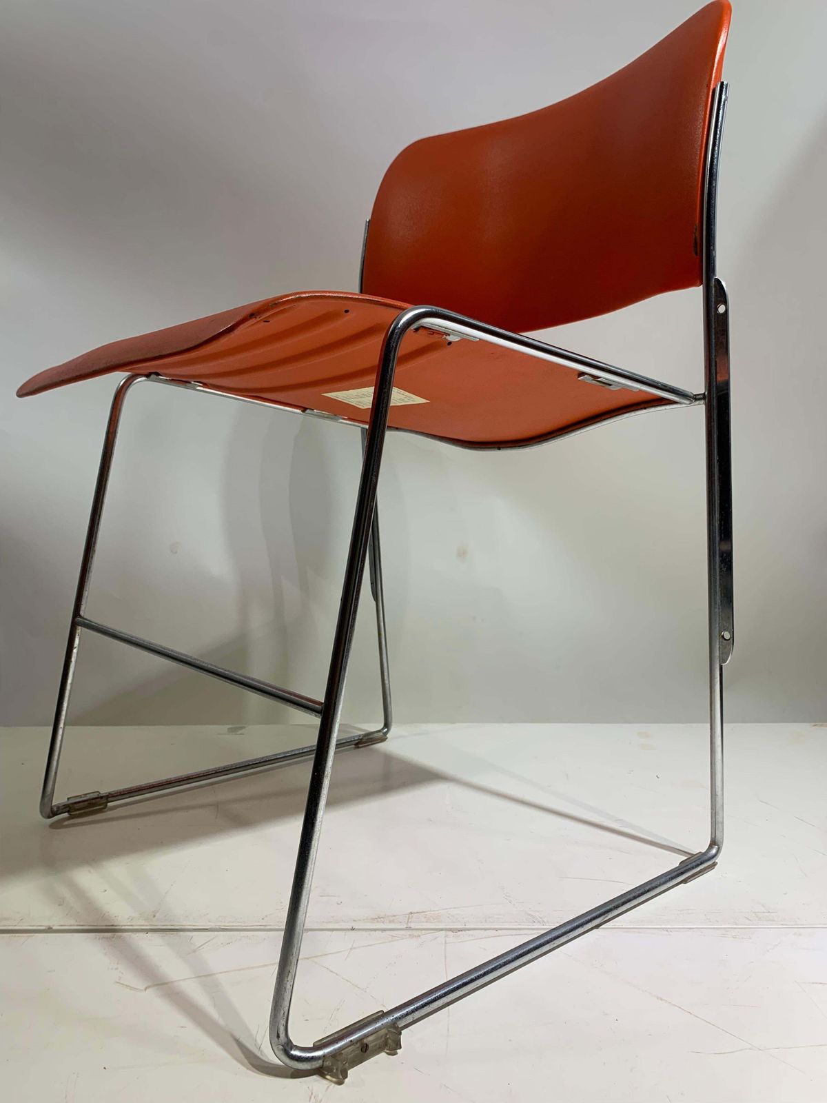 Set Of 6 Stackable 40/4, Red/Orange Chairs By David Rowland   Gf Business photo 4370.0