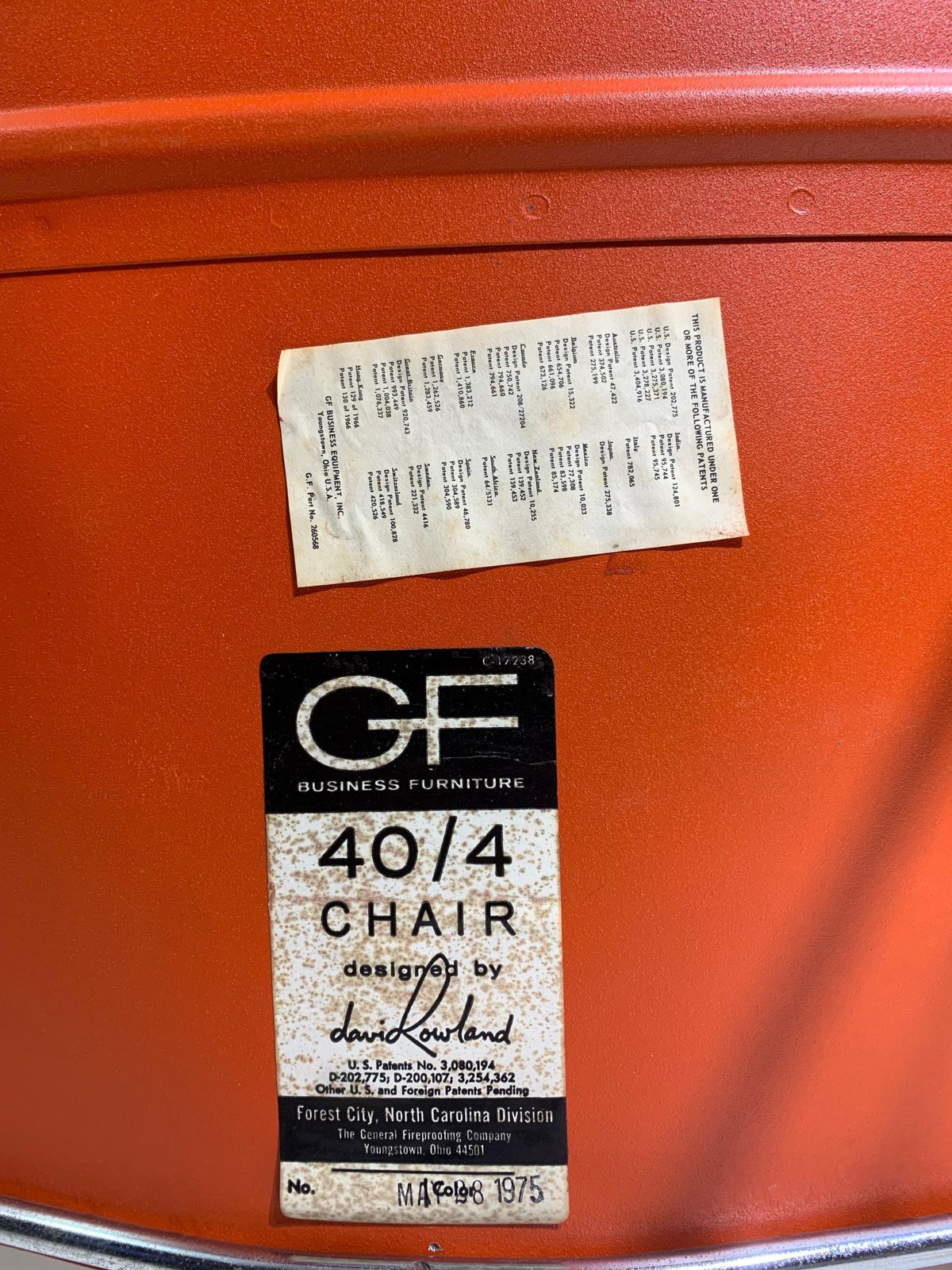 photo buy Set Of 6 Stackable 40/4, Red/Orange Chairs By David Rowland   Gf Business