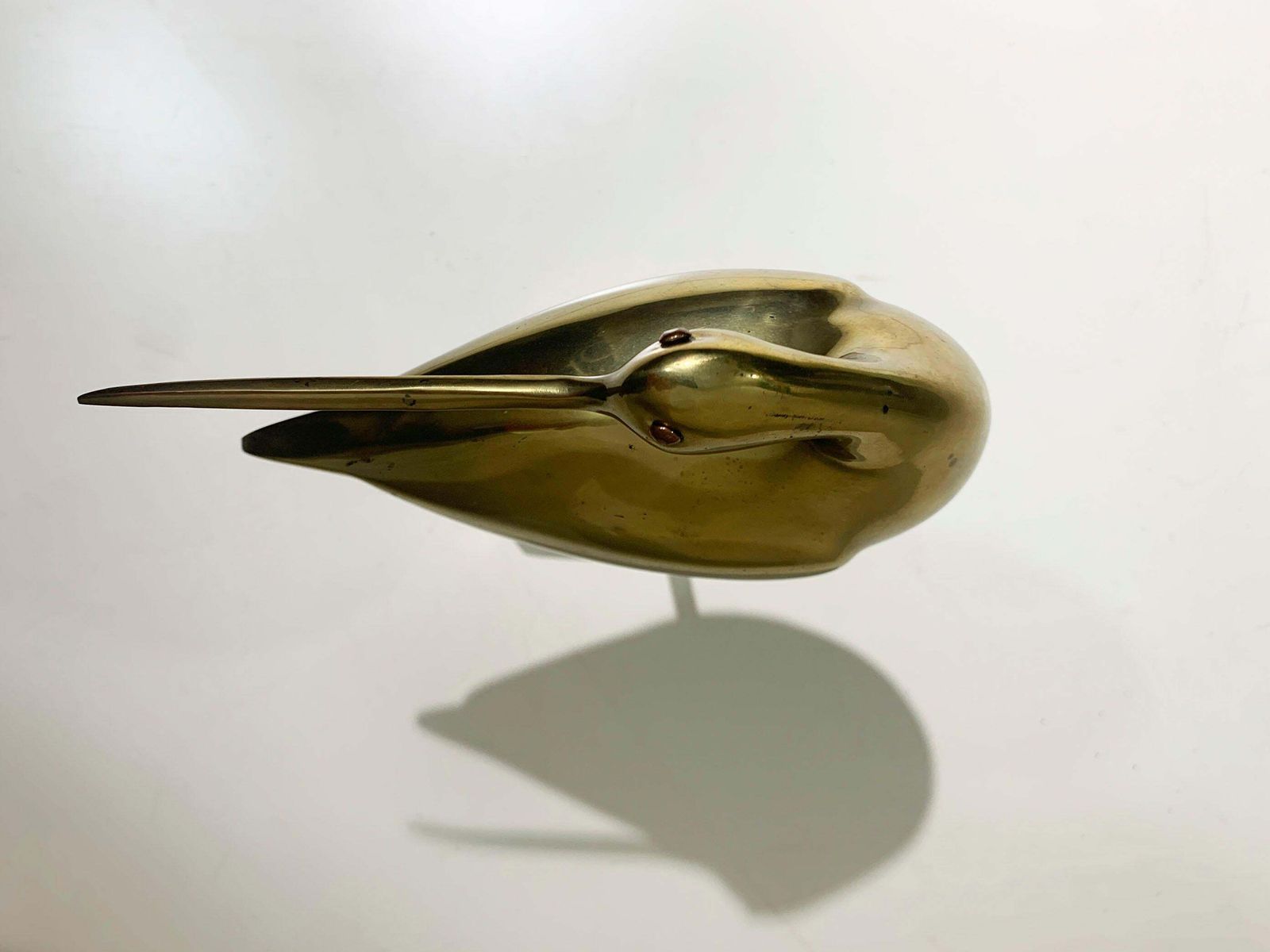 Mid 20th Century Long Billed Curlew Bird Statue In Brass, 1970 photo furniture