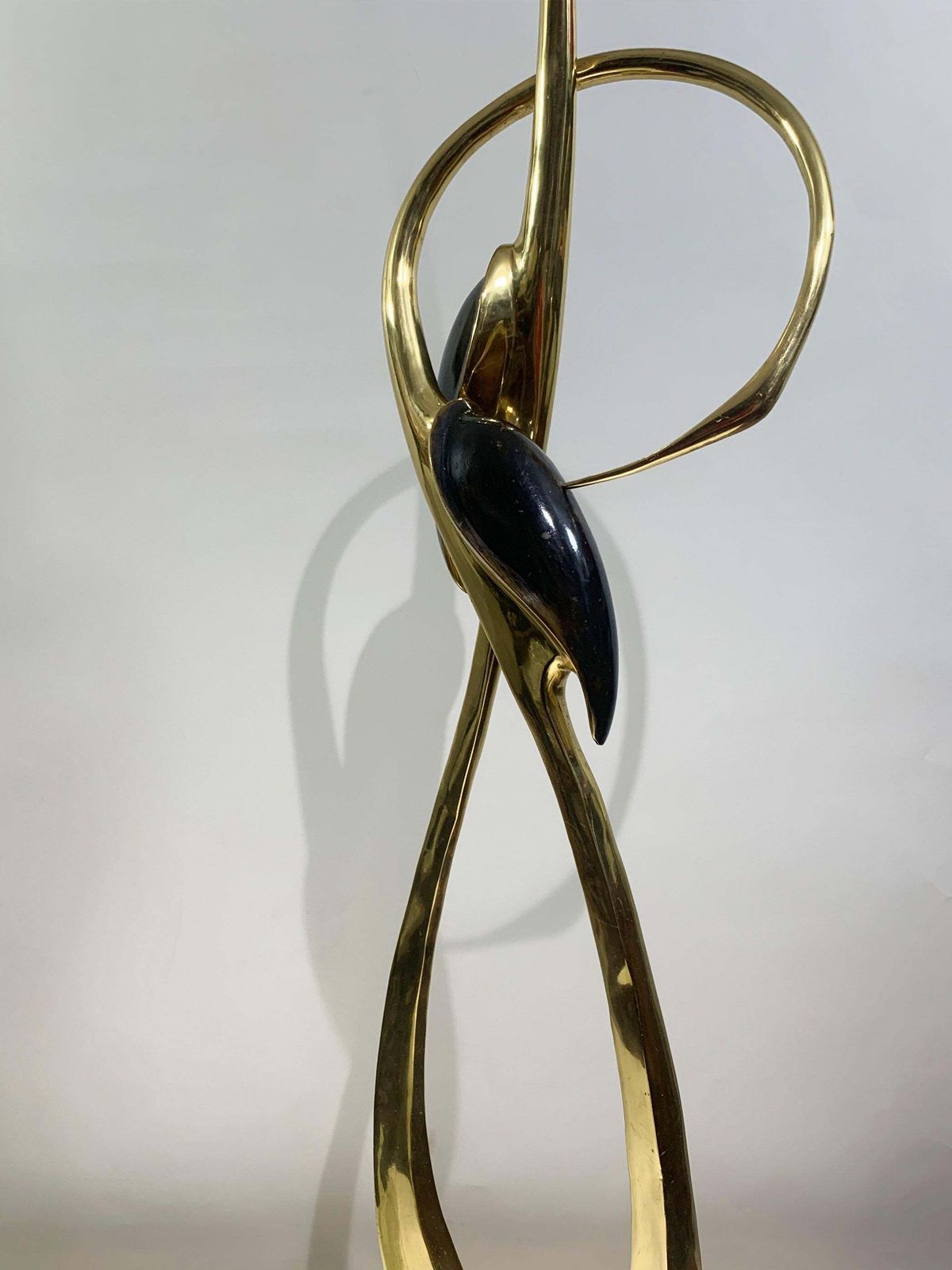 Mid Century Entwined Cranes Sculpture, Brass, Attributed To Boris Lovet Lorski photo vintage