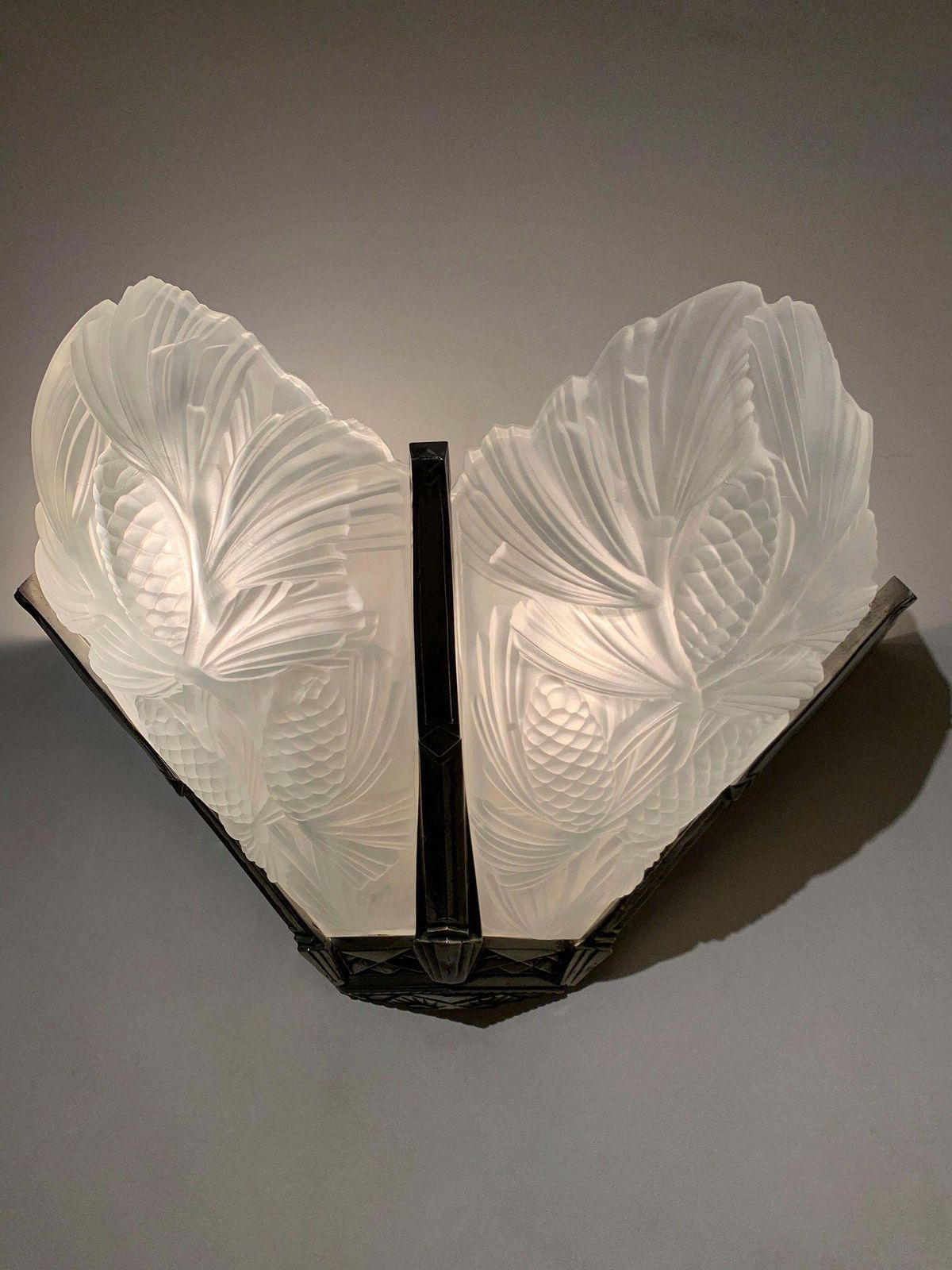 photo for sale Pair Of Art Deco Wall Sconces  Sabino Signed "Paris Starlighting France Depose"