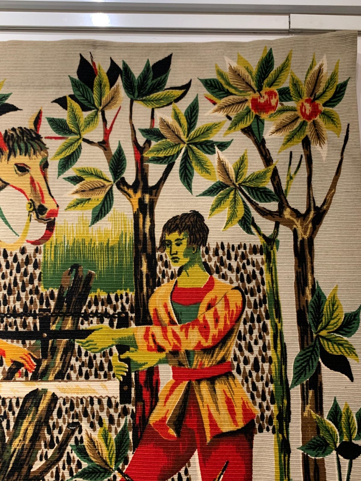 Mid Century Tapestry “Moyen âge”Signed By Jean Claude Bissery photo vintage