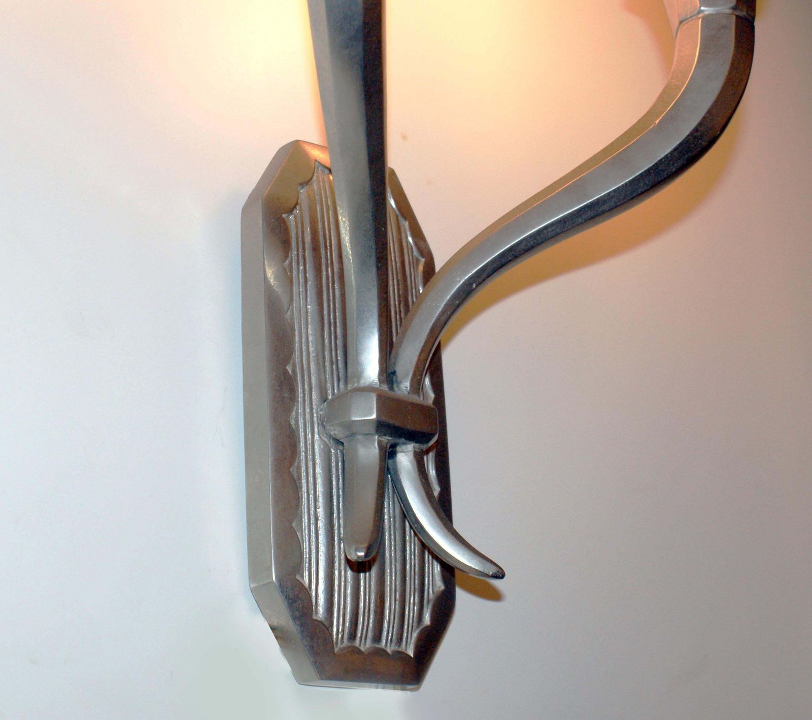 Elegant Pair Of French Art Deco Wall Scones Signed Degué photo Lighting