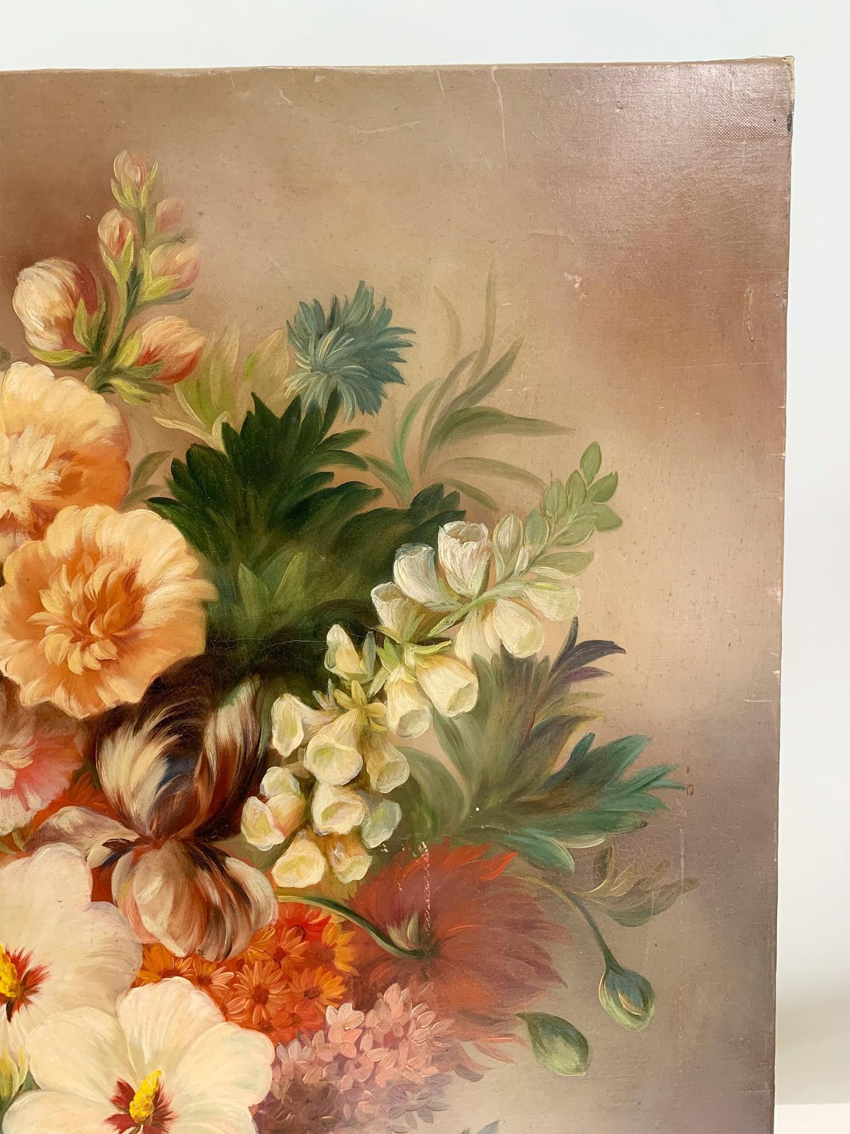 19th Century Floral Still Life Painting   Oil On Canvas   Signed Anne Maurin photo vinterior