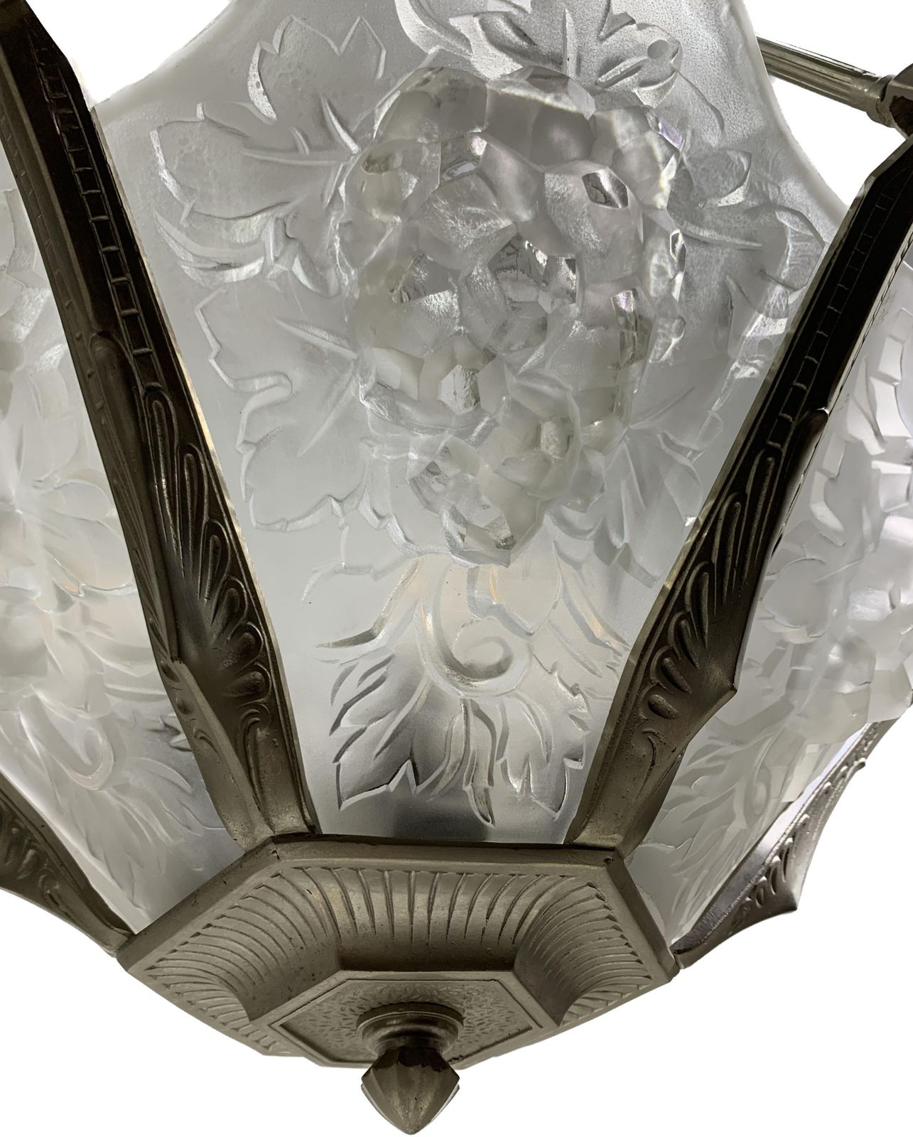 French Art Deco Chandelier In Lorrain Press Molded Glass photo 11239.0