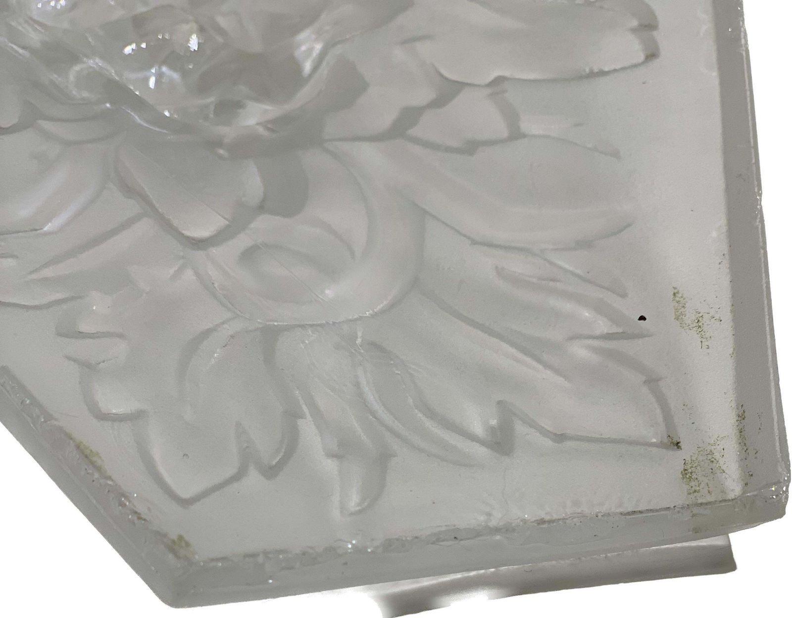 French Art Deco Chandelier In Lorrain Press Molded Glass photo vintage