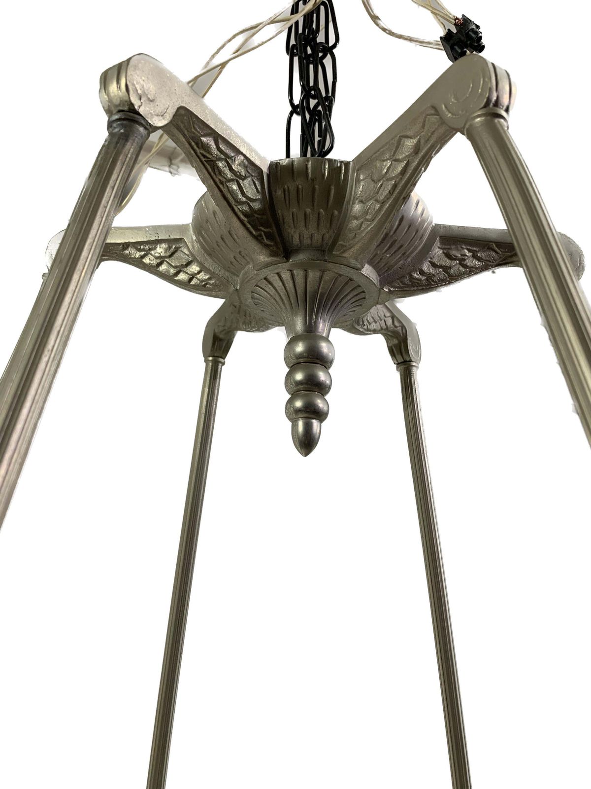 photo buy French Art Deco Chandelier In Lorrain Press Molded Glass