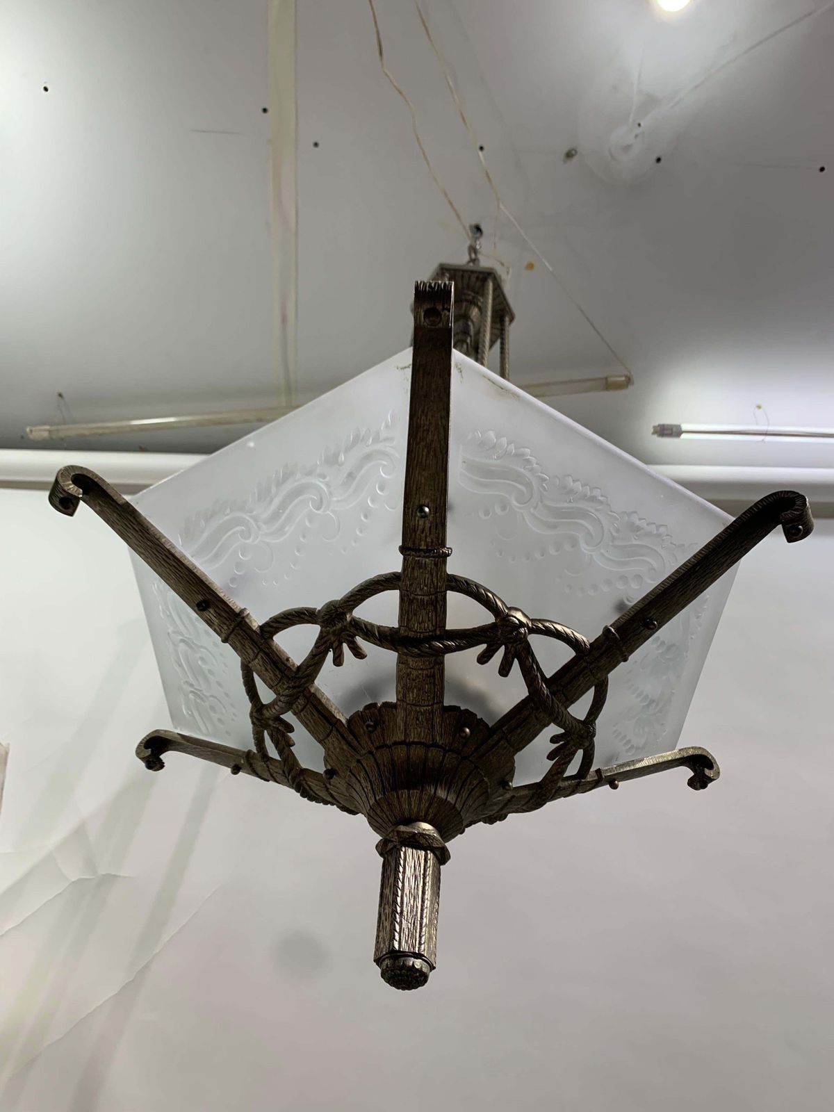 15520.0 French Art Déco Chandelier Signed Muller Frères Luneville, Circa 1930 photo