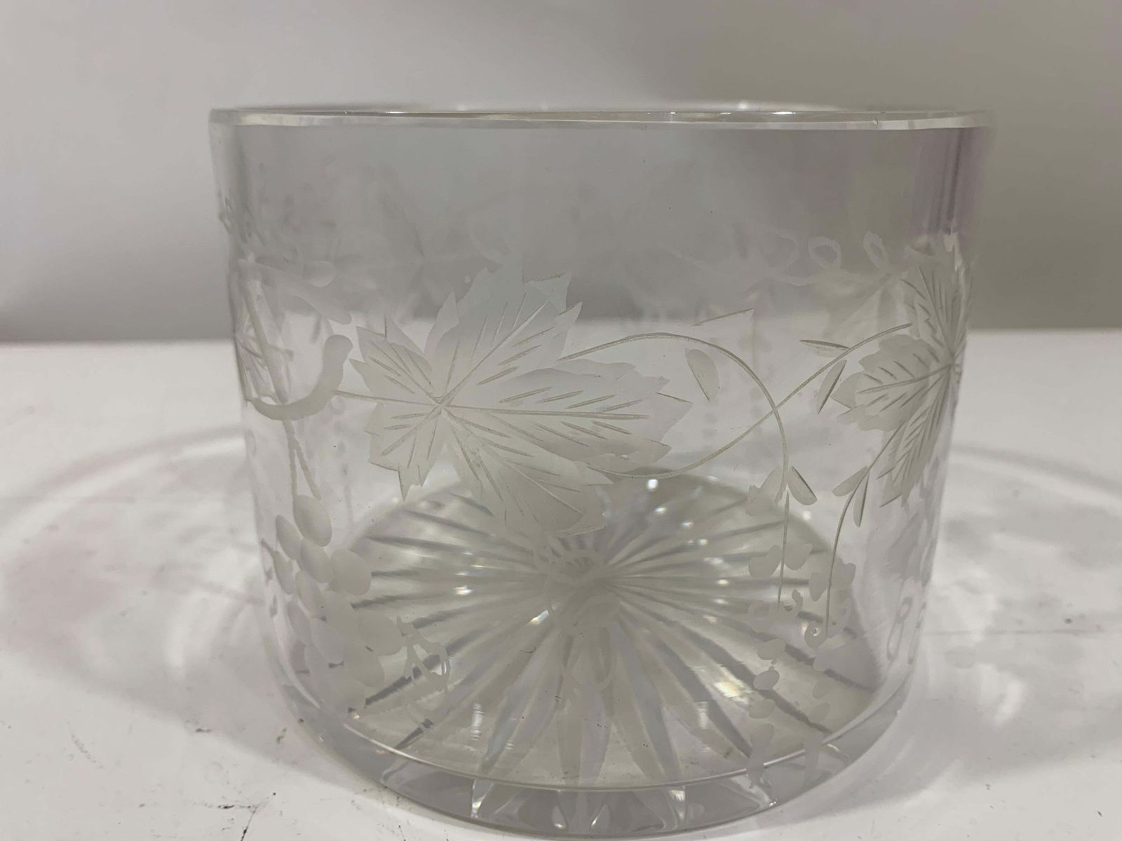 Mid 20century Bartlett Collins, Frosted & Etched Grapes Ice Bucket/ Serving Bowl photo for sale
