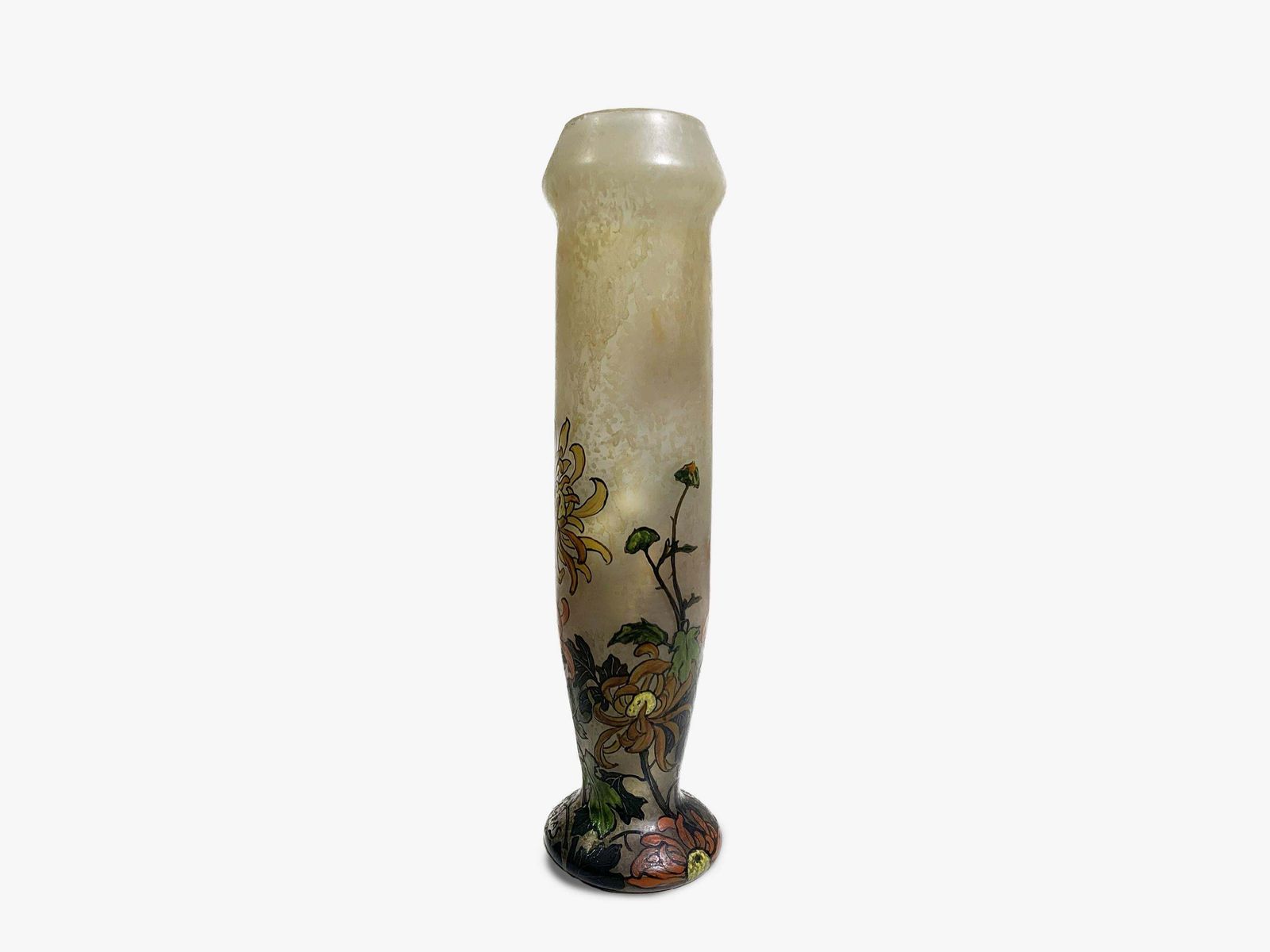 Art Nouveau Enameled Flower Vase Signed "Legras" photo for sale
