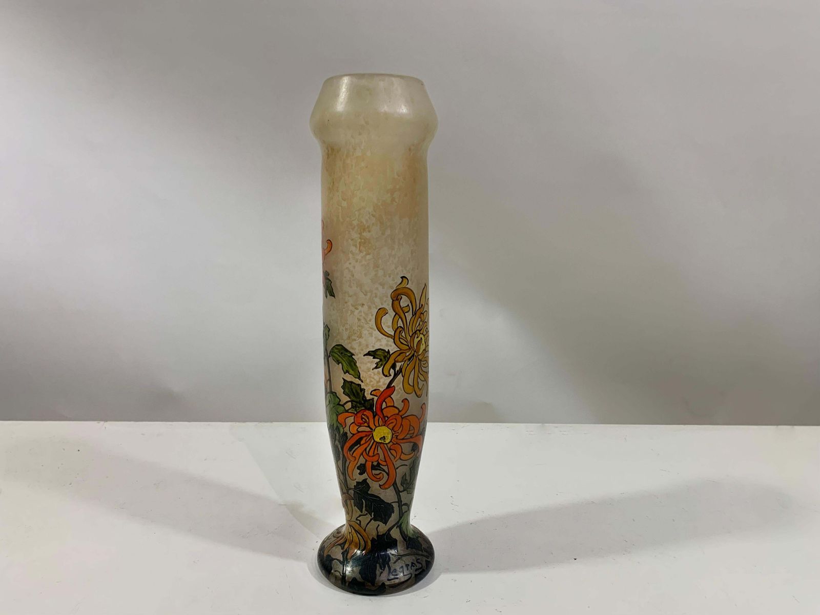 Art Nouveau Enameled Flower Vase Signed "Legras" photo 1249.0