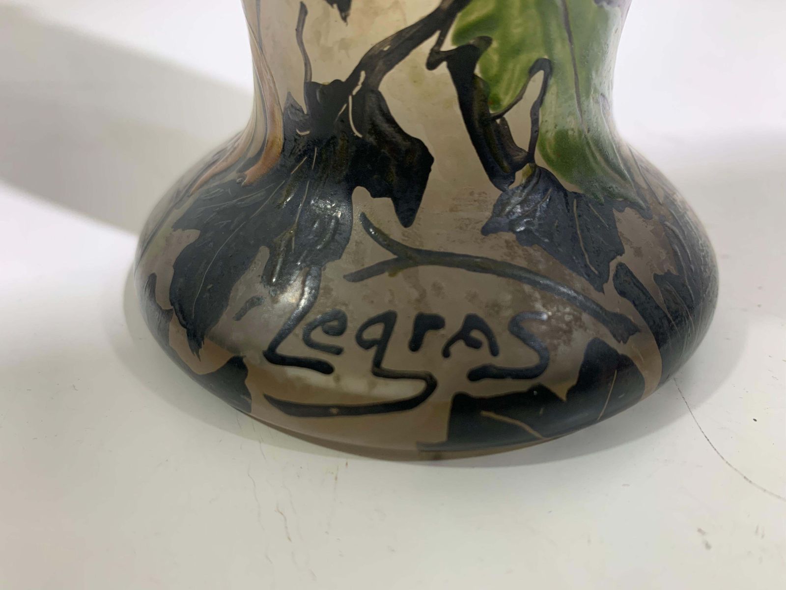 Art Nouveau Enameled Flower Vase Signed "Legras" photo buy