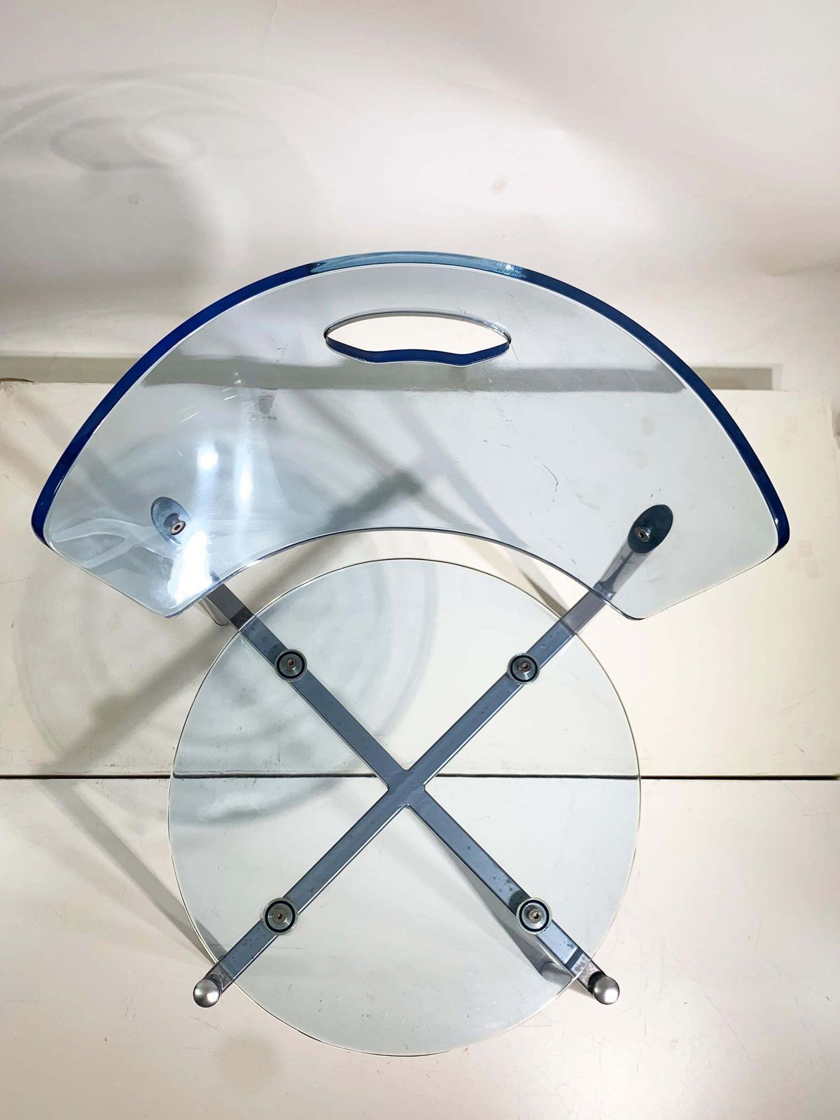 Set Of 4 Mid Century Modern Blue Transparent Pmma Chairs photo vintage
