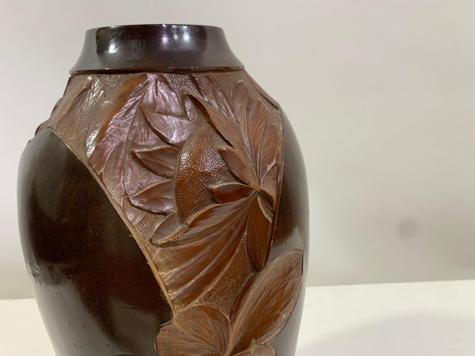 Mid   20th Century Vintage Hand Carved Wooden Vase 2 Signed Dupia photo furniture