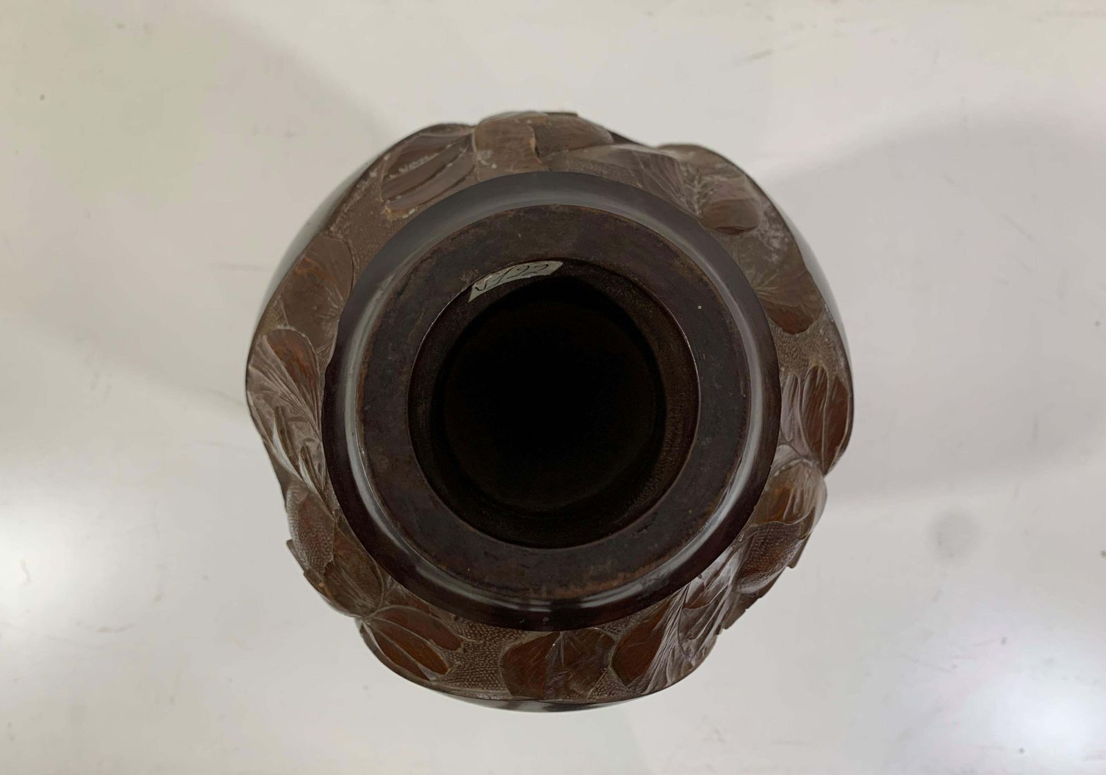 Mid   20th Century Vintage Hand Carved Wooden Vase 2 Signed Dupia photo for sale