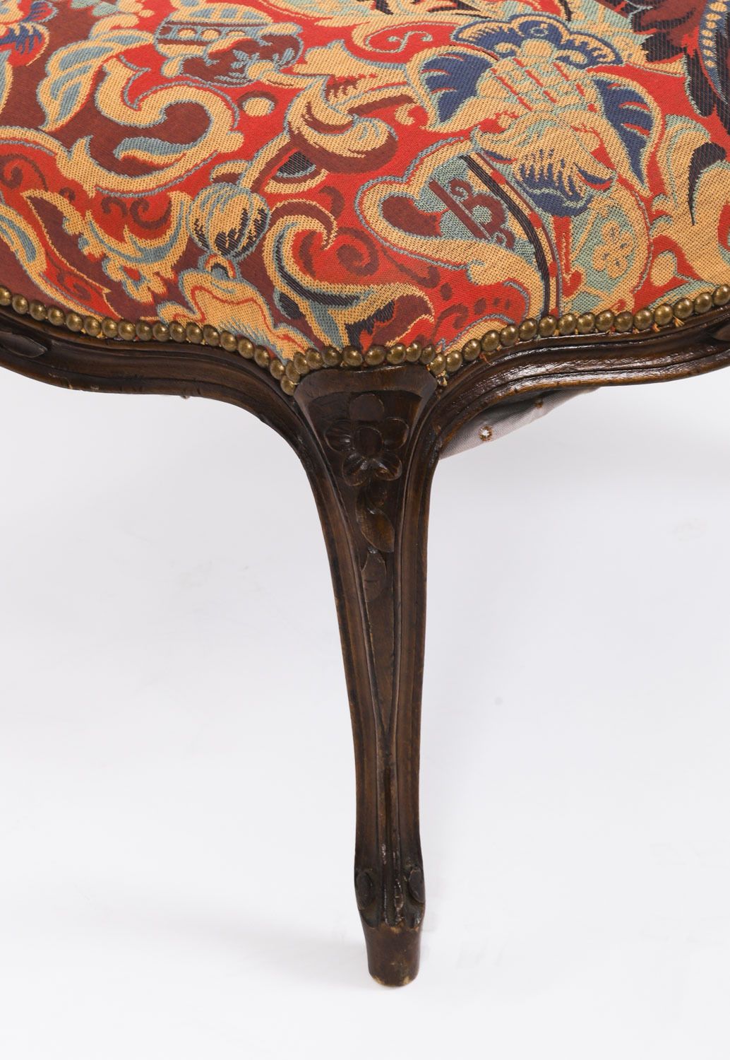 Pair Large French Louis XIV Revival Walnut Stools Circa 1880 19th C photo vintage