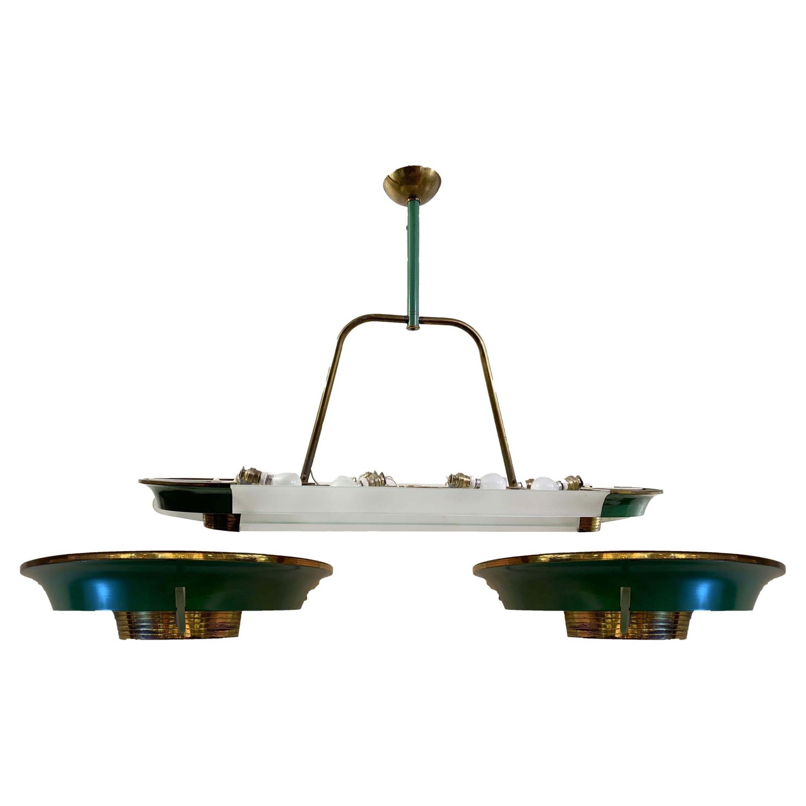 Mid20th Century Art Deco Oval Chandelier With 2 Sconces La Brocante D' Alexandra