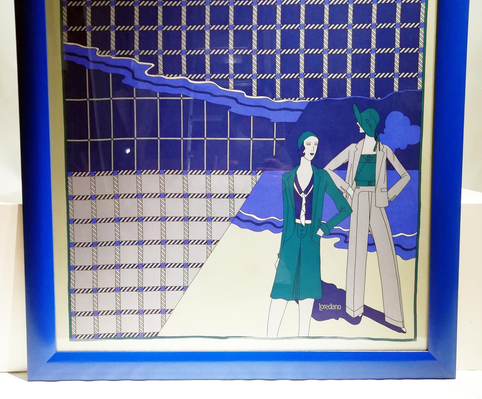 Loredano, Framed Vintage Silk Scarf, Circa 1980 photo for sale