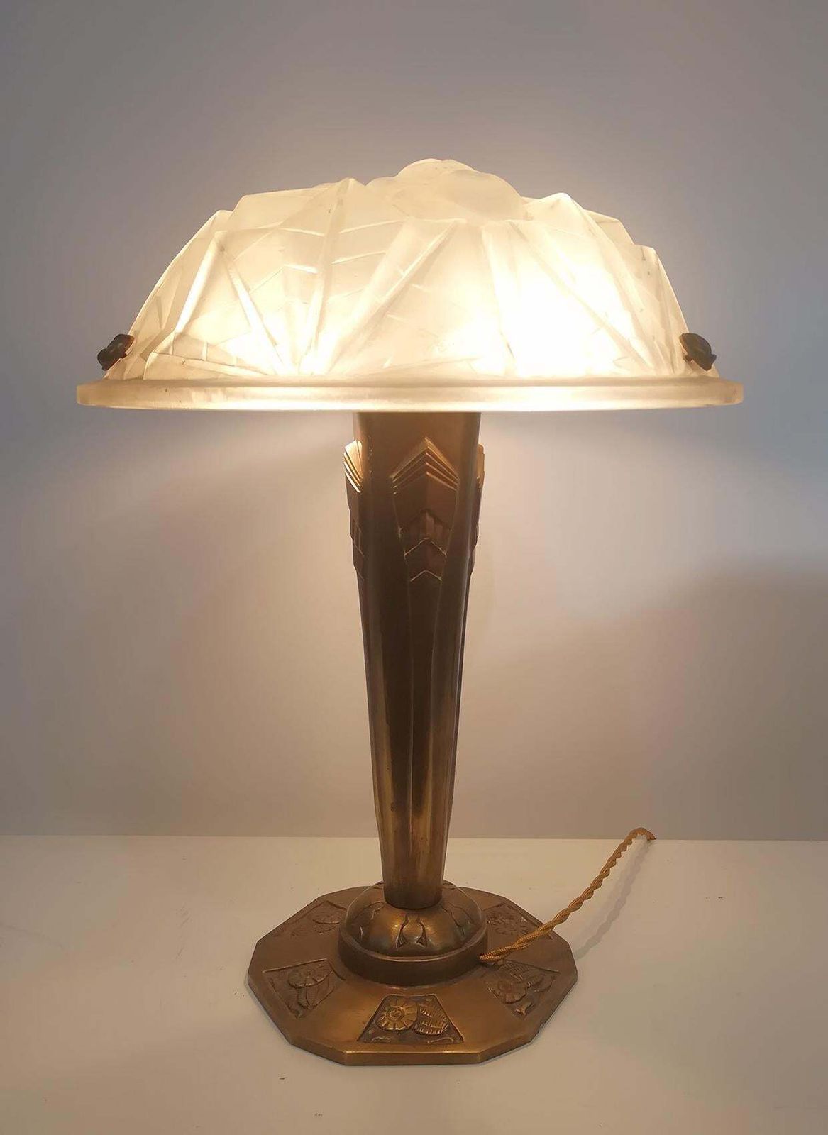 Pair Of French Art Deco Table Lamp Signed “Degué” photo furniture