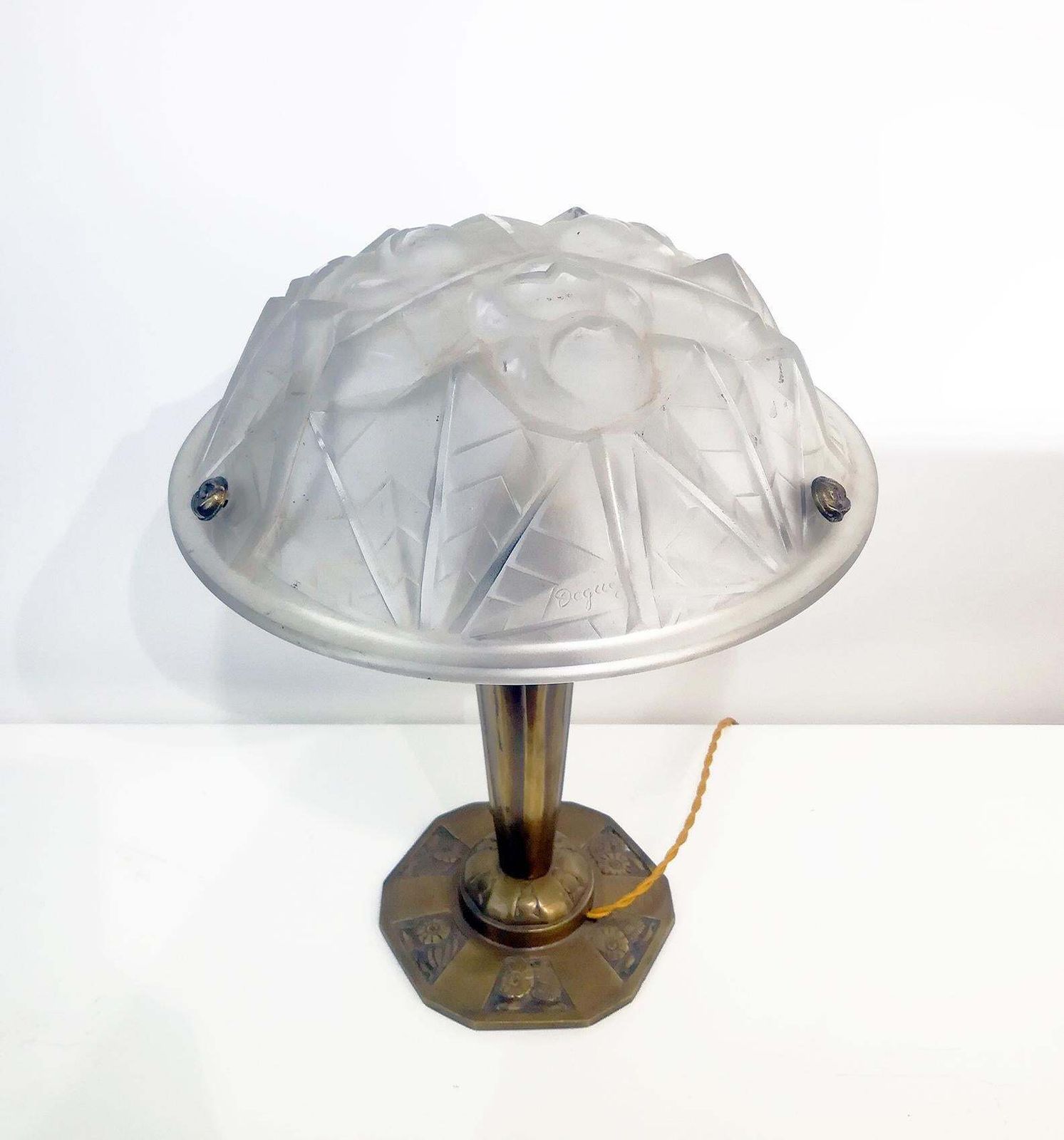 Pair Of French Art Deco Table Lamp Signed “Degué” photo vinterior