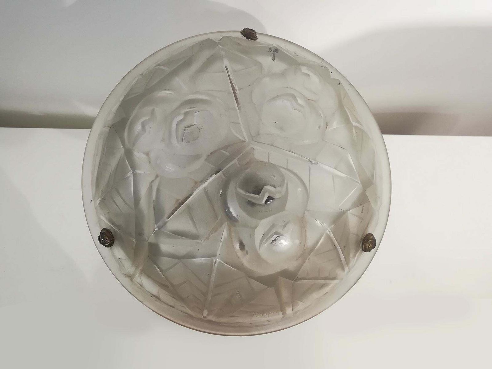 Pair Of French Art Deco Table Lamp Signed “Degué” photo vintage