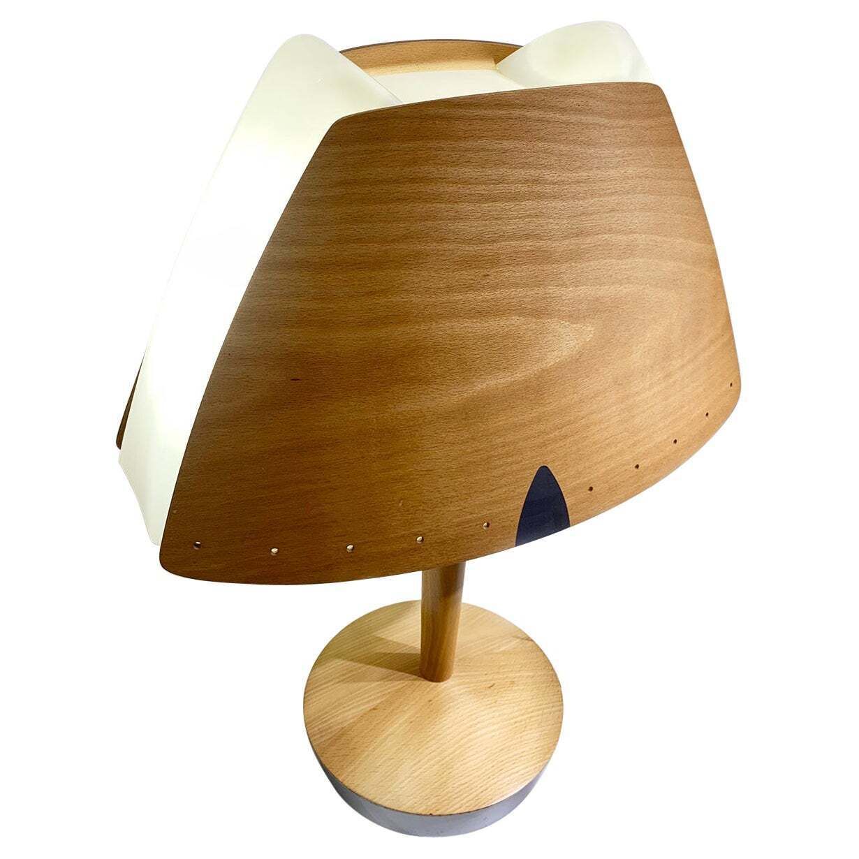 Midcentury French Design Wooden Table Lamp By Lucid, 1970s
